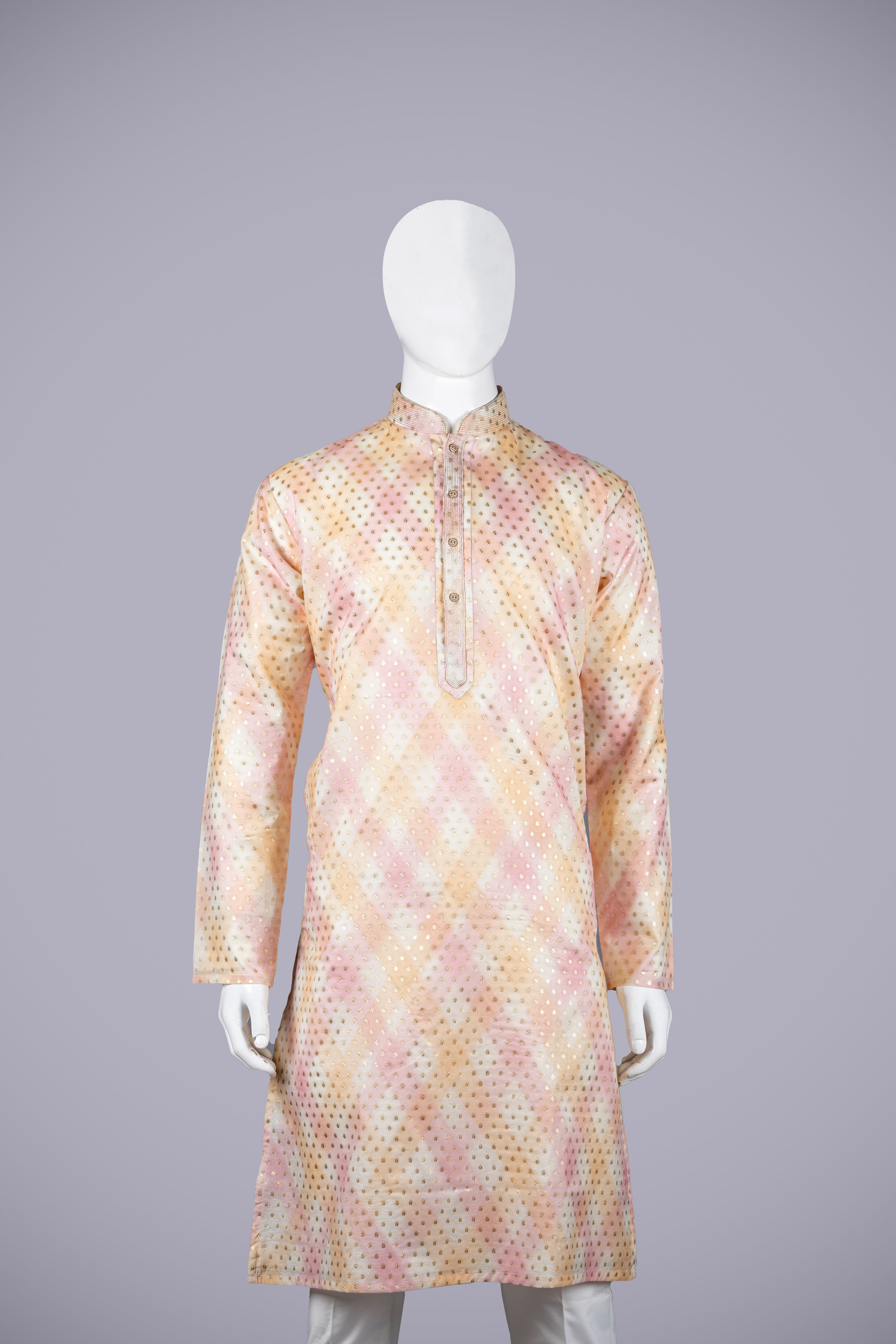 Pink Silk Kurta Set with Churidaar - Shreeman