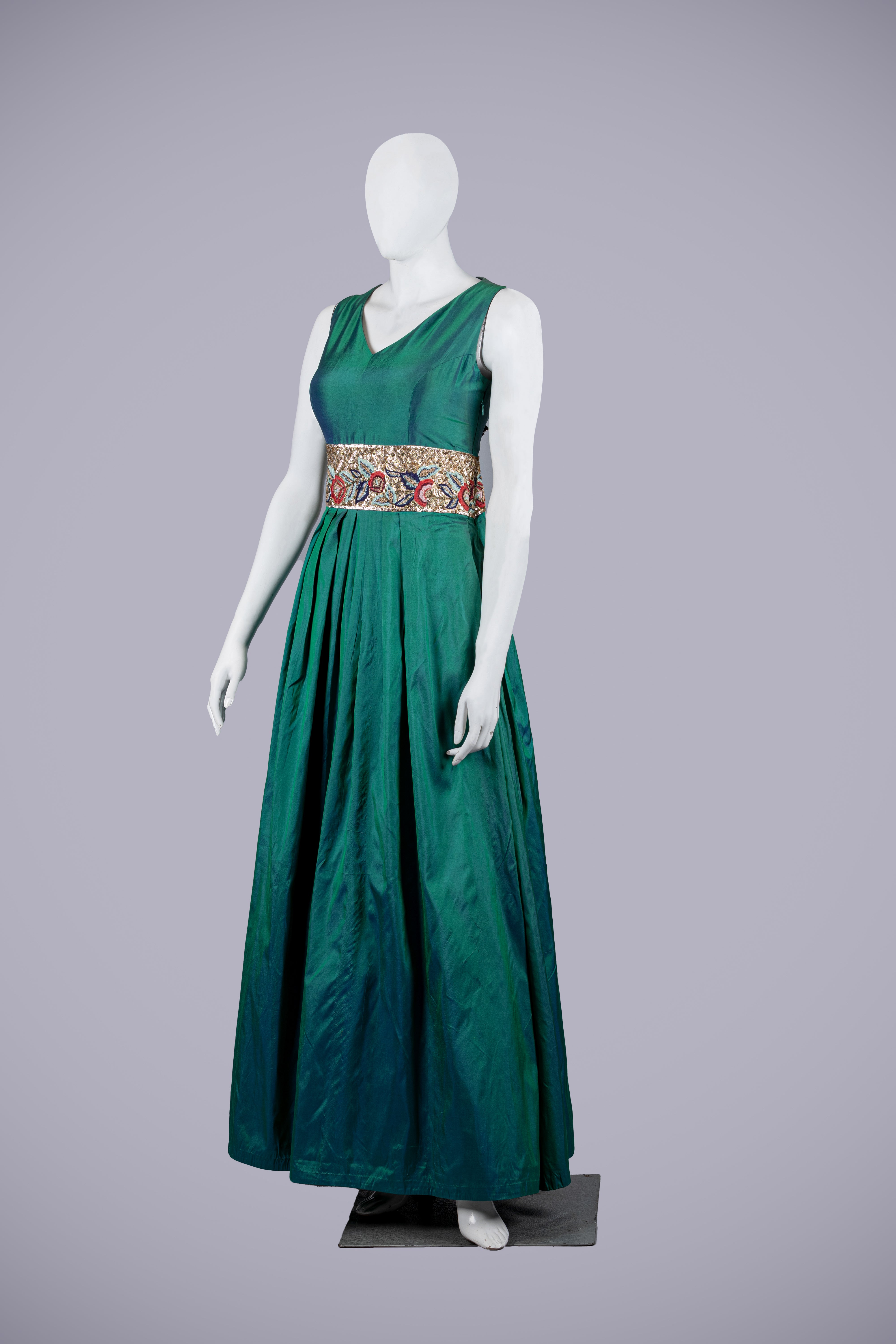 Rama Green Gown with Machine Work - Shreeman