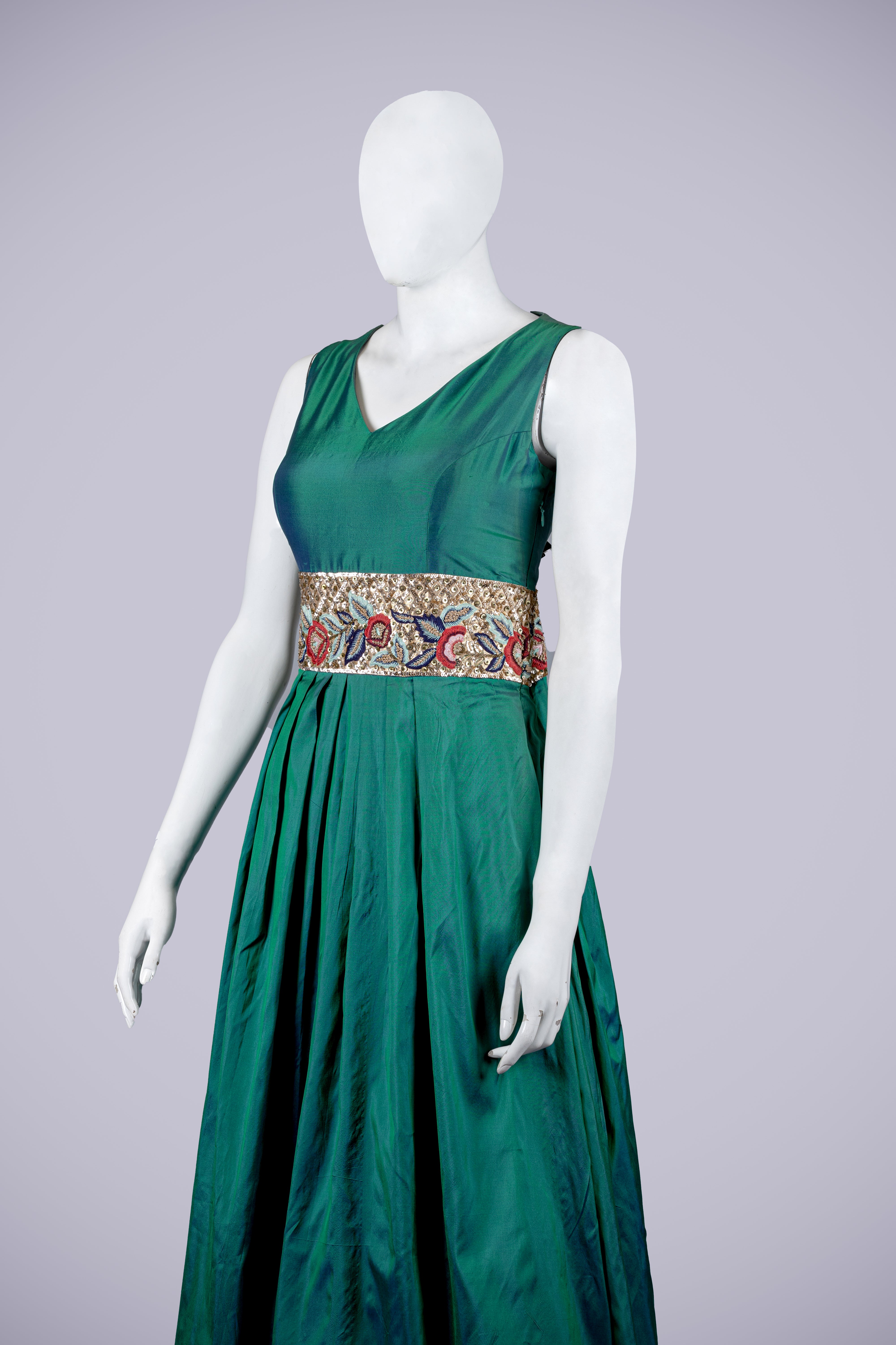 Rama Green Gown with Machine Work - Shreeman