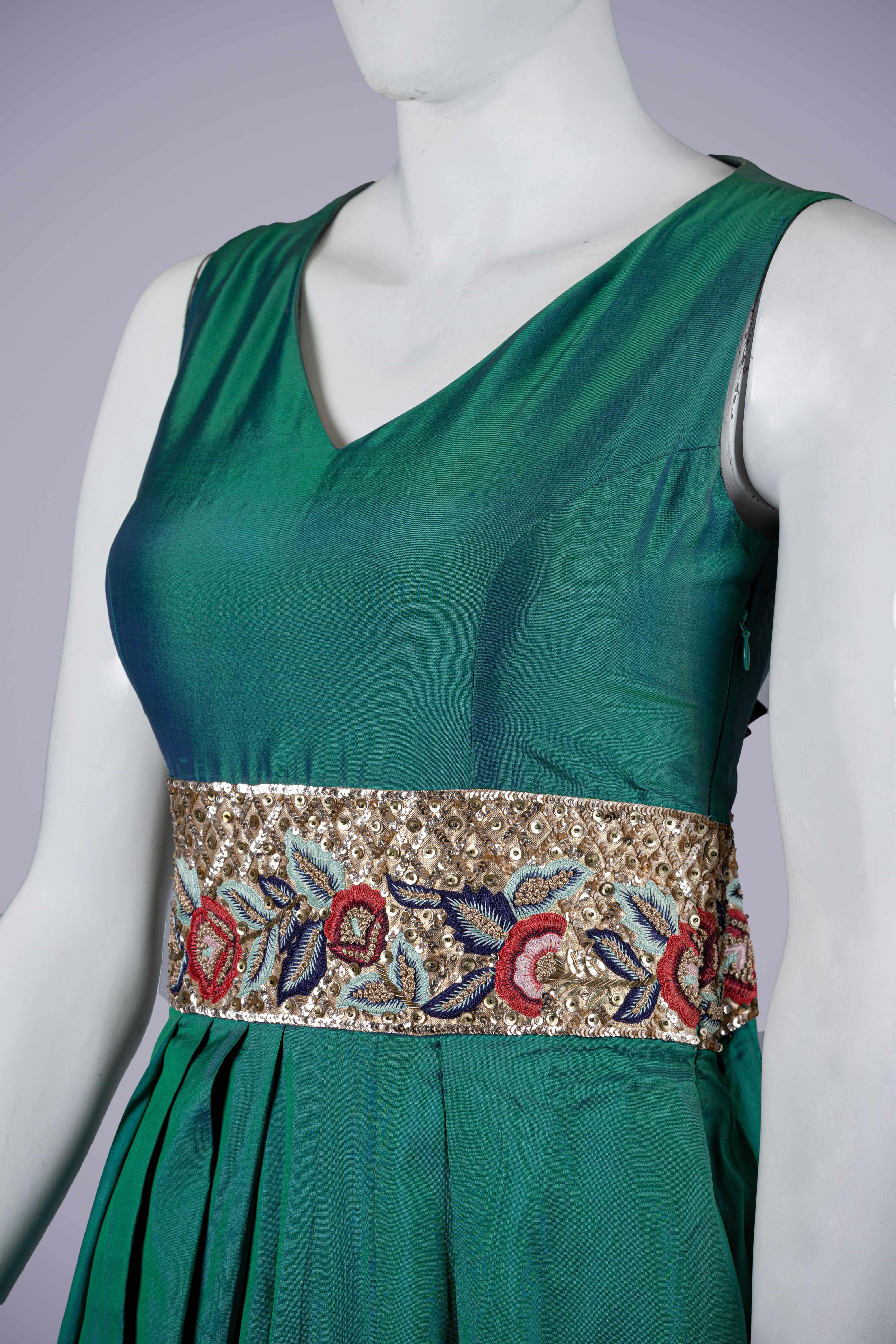 Rama Green Gown with Machine Work - Shreeman