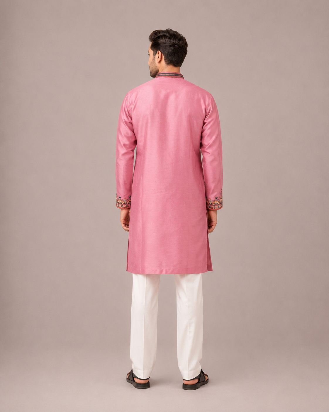 Pink Silk Kurta Set with Dupatta & Computer Art Work
