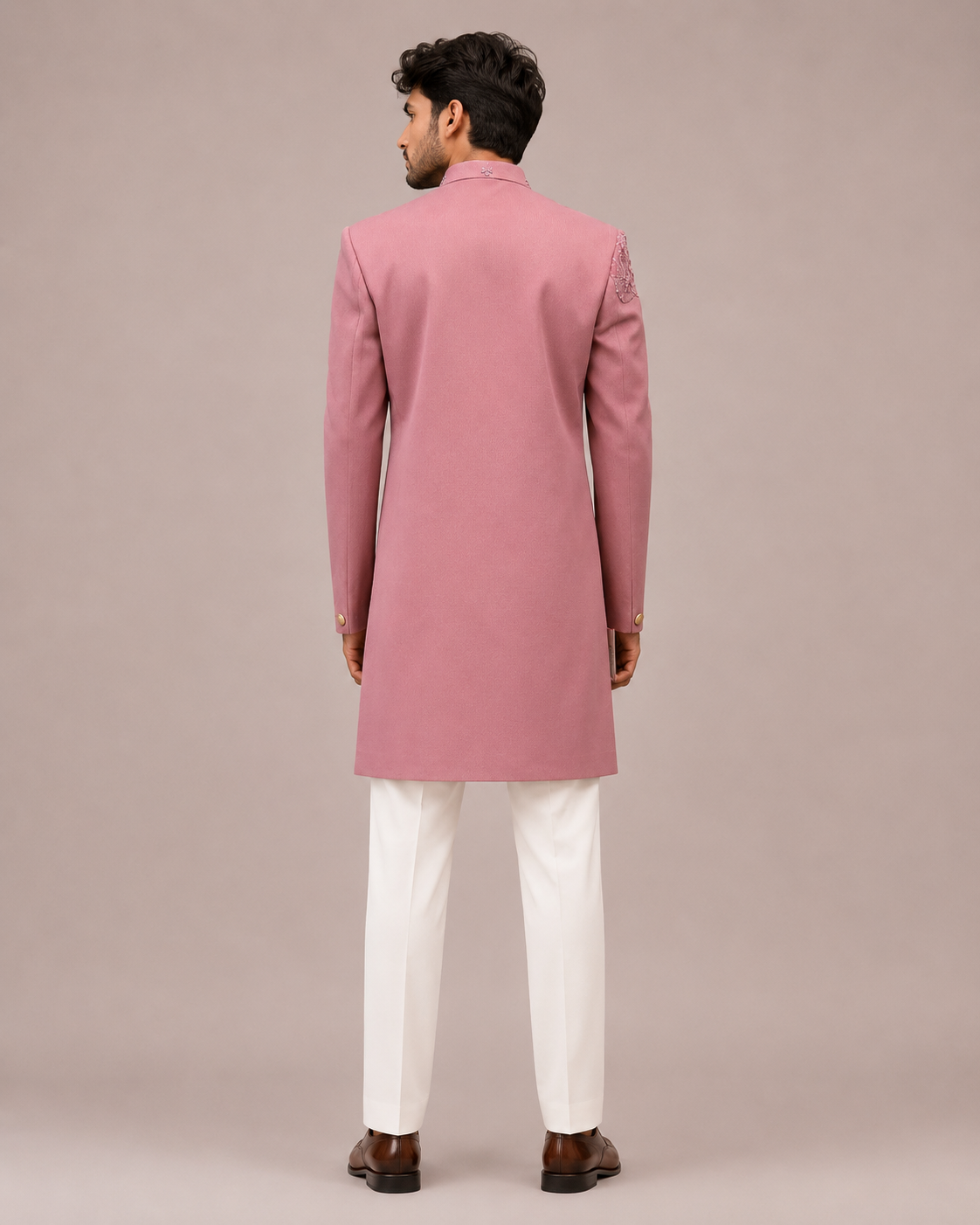Purple Shade Velvet Indo Western for Men with Hand Work