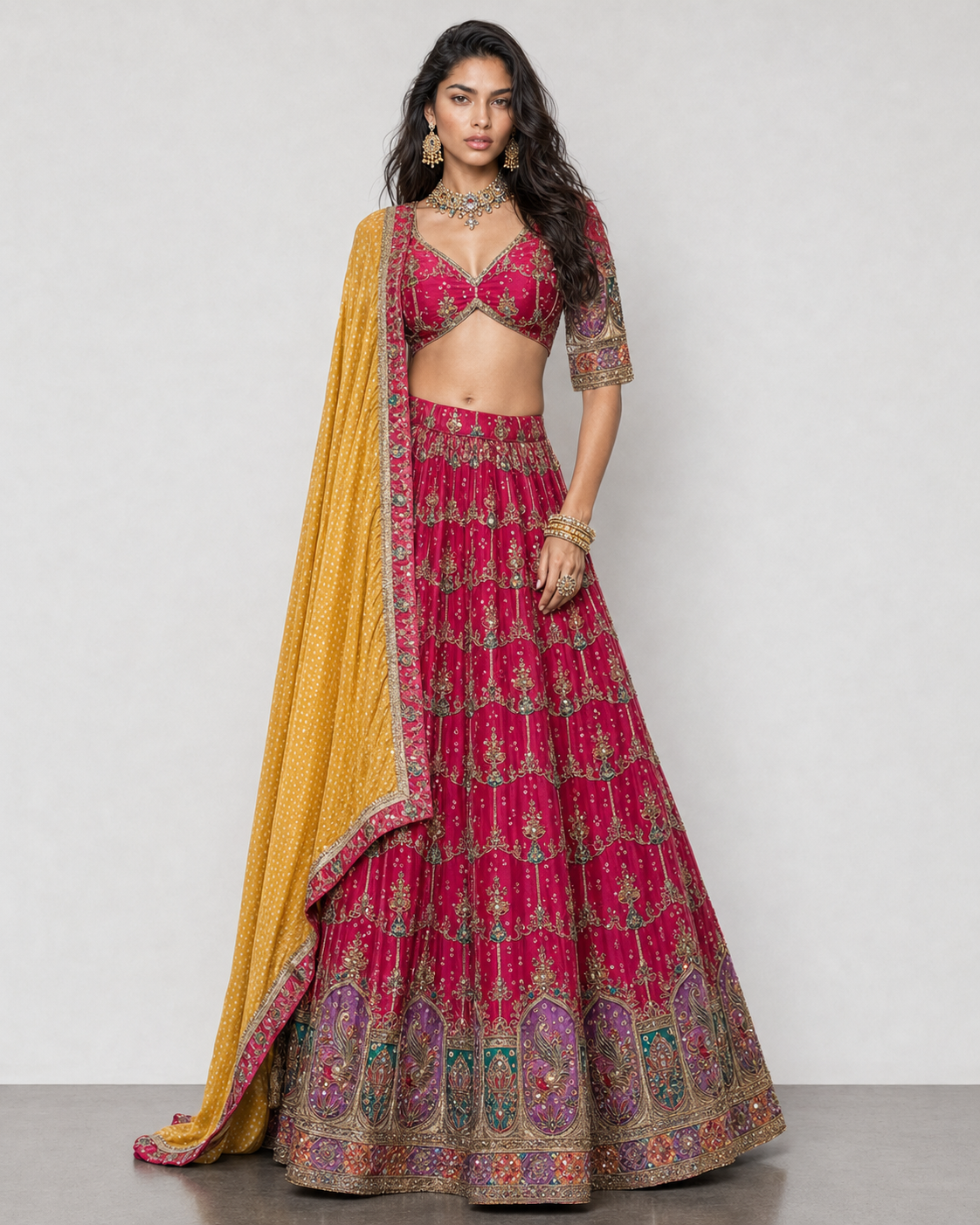Purple Soft Silk Chaniya Choli with Sicon and Multi Work