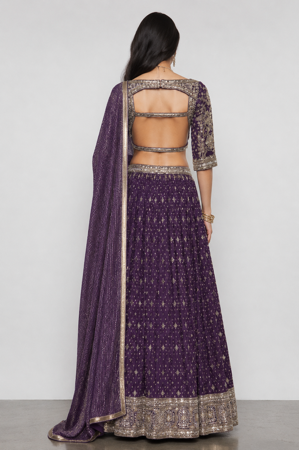 Purple Tisu Silk Indo Western Outfit with Sicon Jari Work