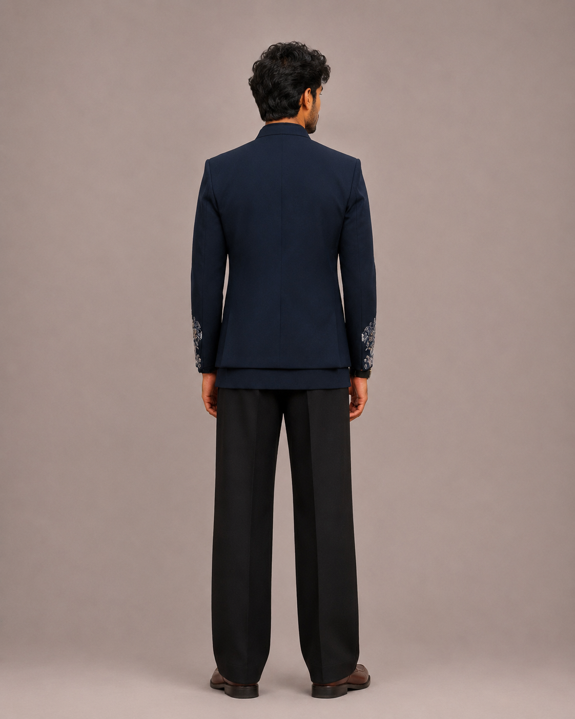 Rama Korean Fabric Jodhpuri Suit with Hand Print and Hand Work