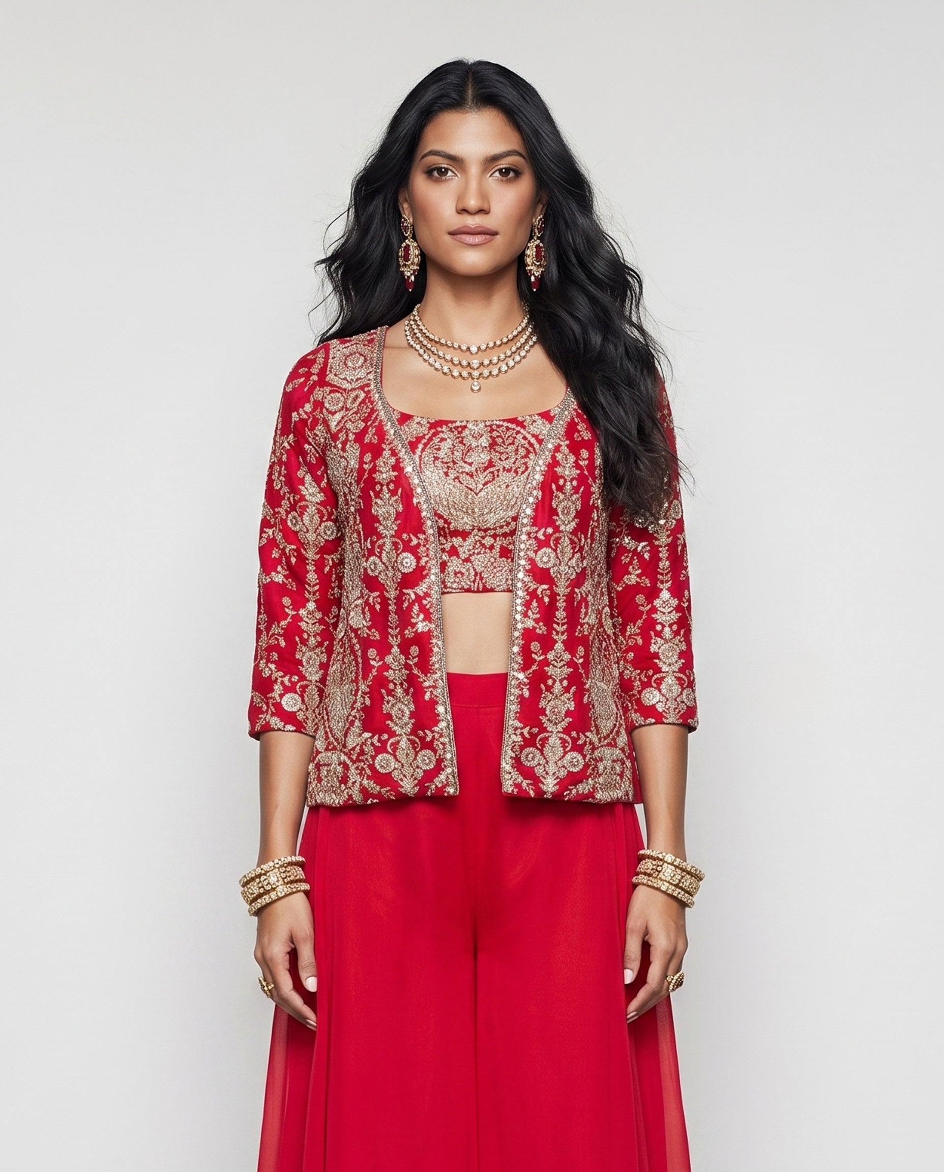 Rani Pink Georgette Silk Indo Western