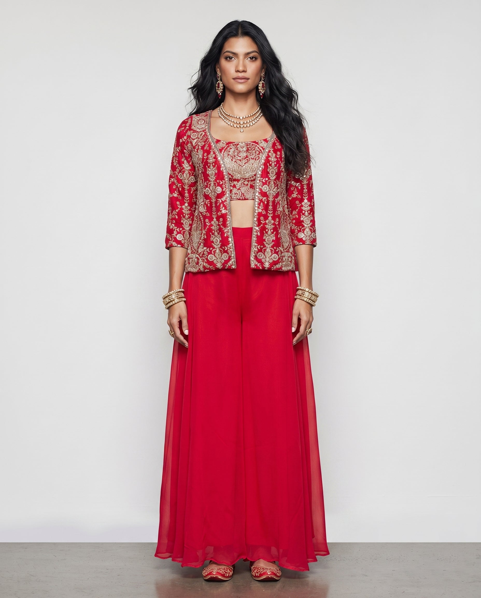 Rani Pink Georgette Silk Indo Western