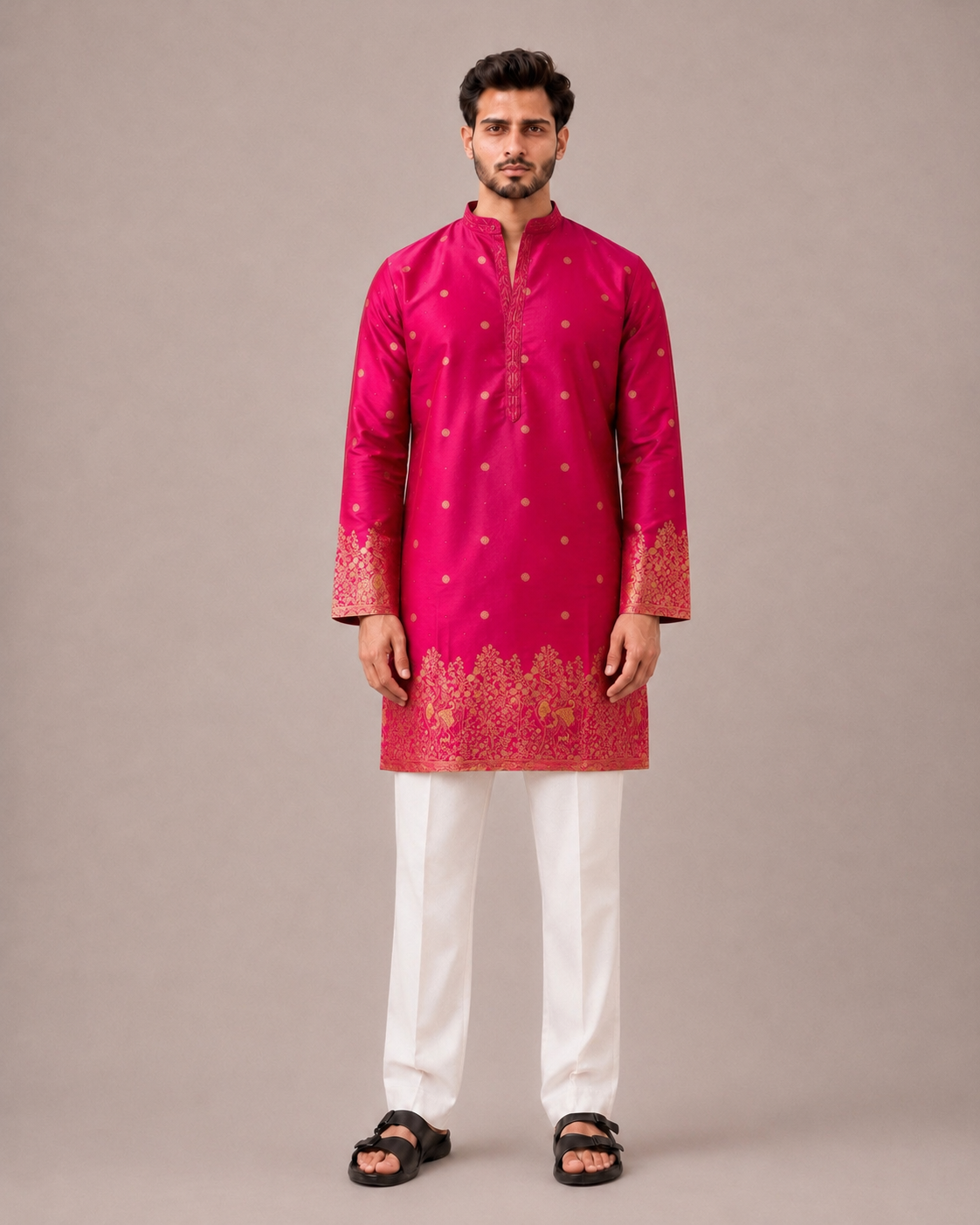 Rani Banglori Raw Silk Kurta Set with Computer Print Work