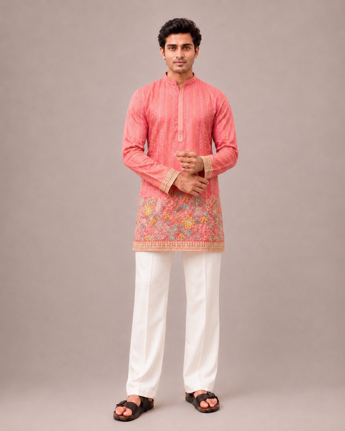 Rani Chiffon Silk Kurta Set with Sequin and Computer Print Work