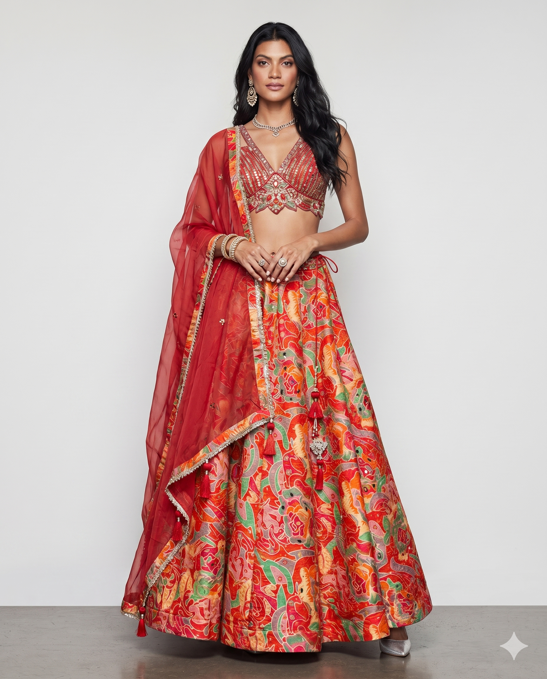 Rani Pure Silk Choli with Mirror Sequins Resham and Floral Print