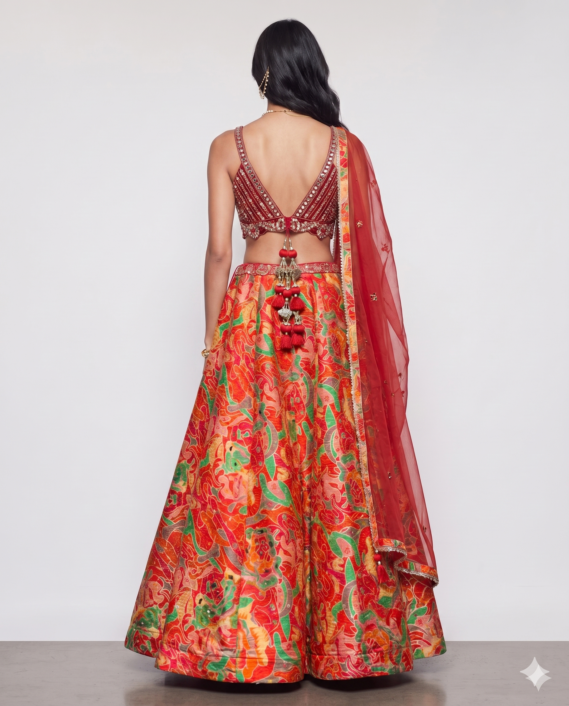 Rani Pure Silk Choli with Mirror Sequins Resham and Floral Print