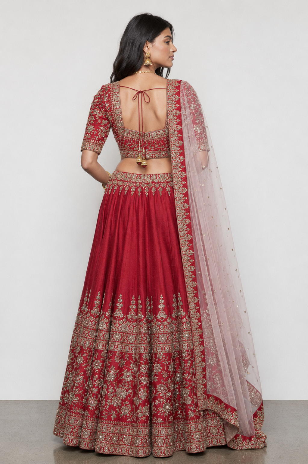 Red Raw Silk Bridal Lehenga with Pure Hand Work and Zardozi