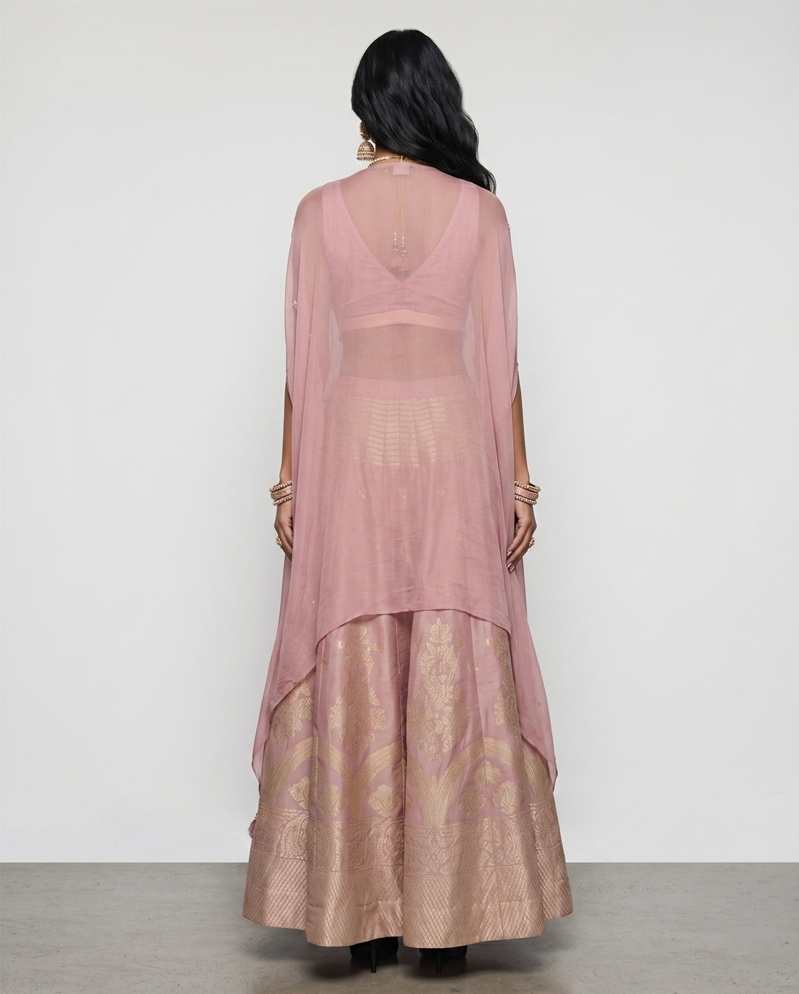 Lavender Organza Silk Indo Western Outfit with Zardozi and Pal Work