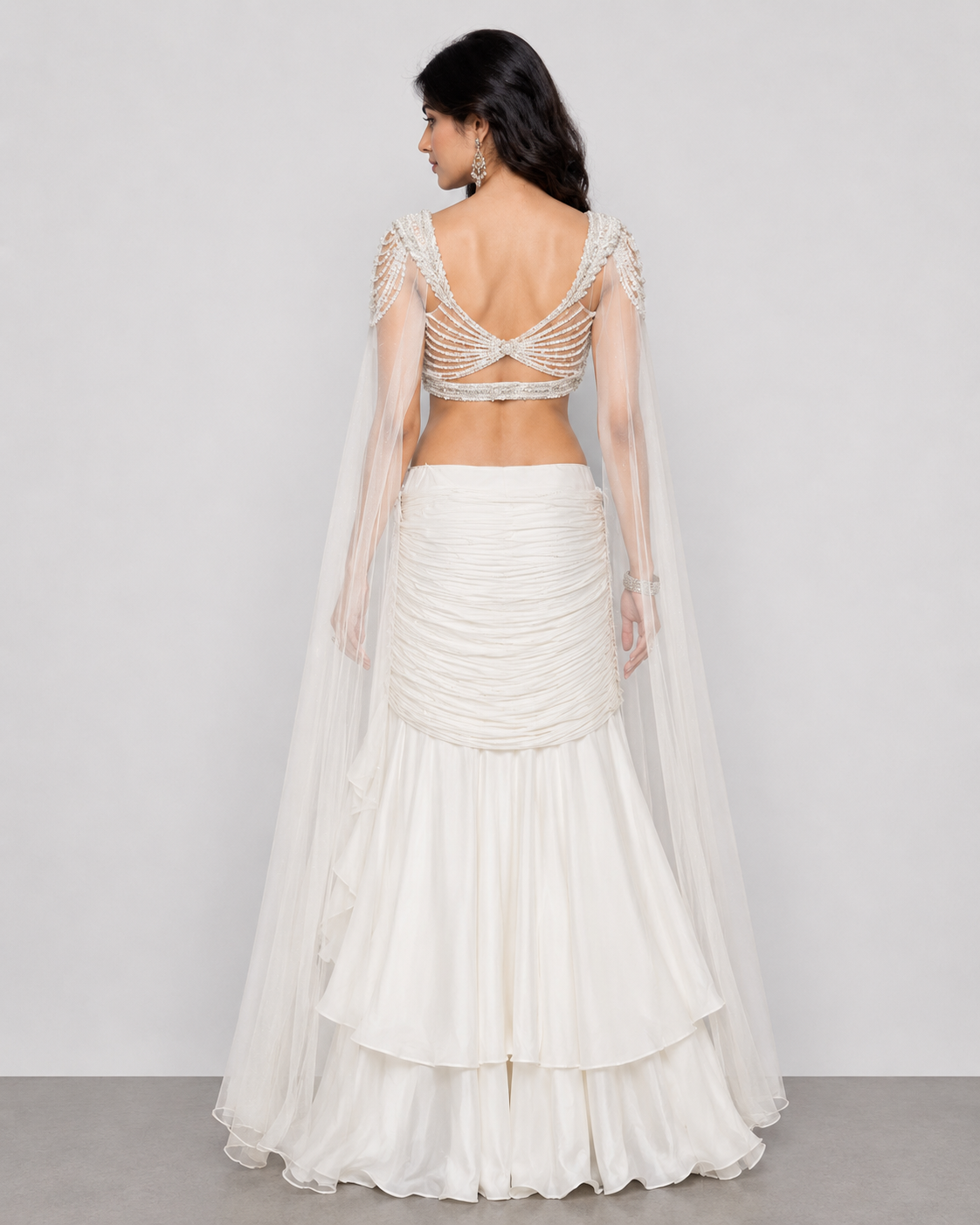 White Soft Silk Choli with Pal Moti and Stone Work
