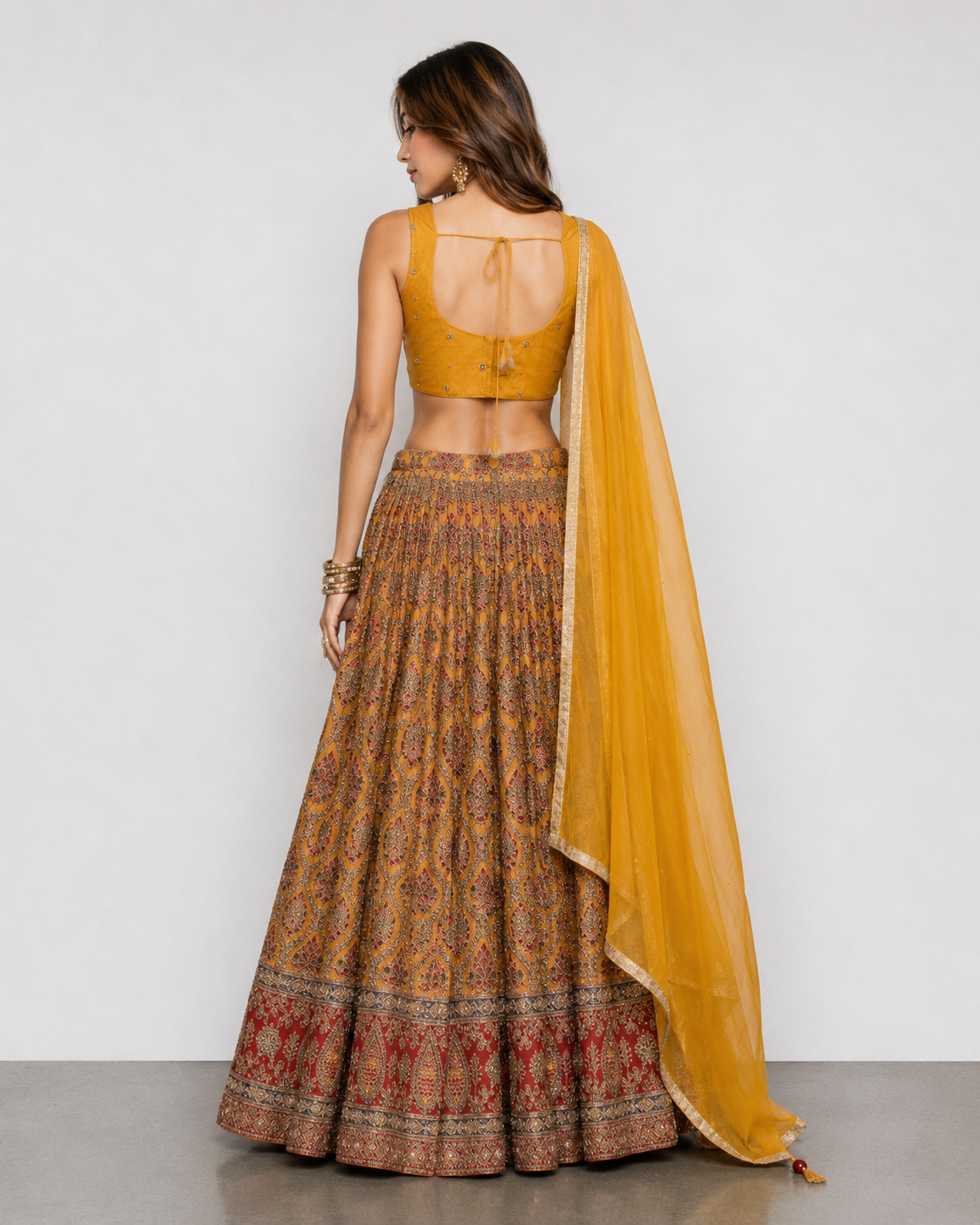 Yellow Banarasi Silk Lehenga Choli with Zardozi, Resham, Kardana and Sicon Work