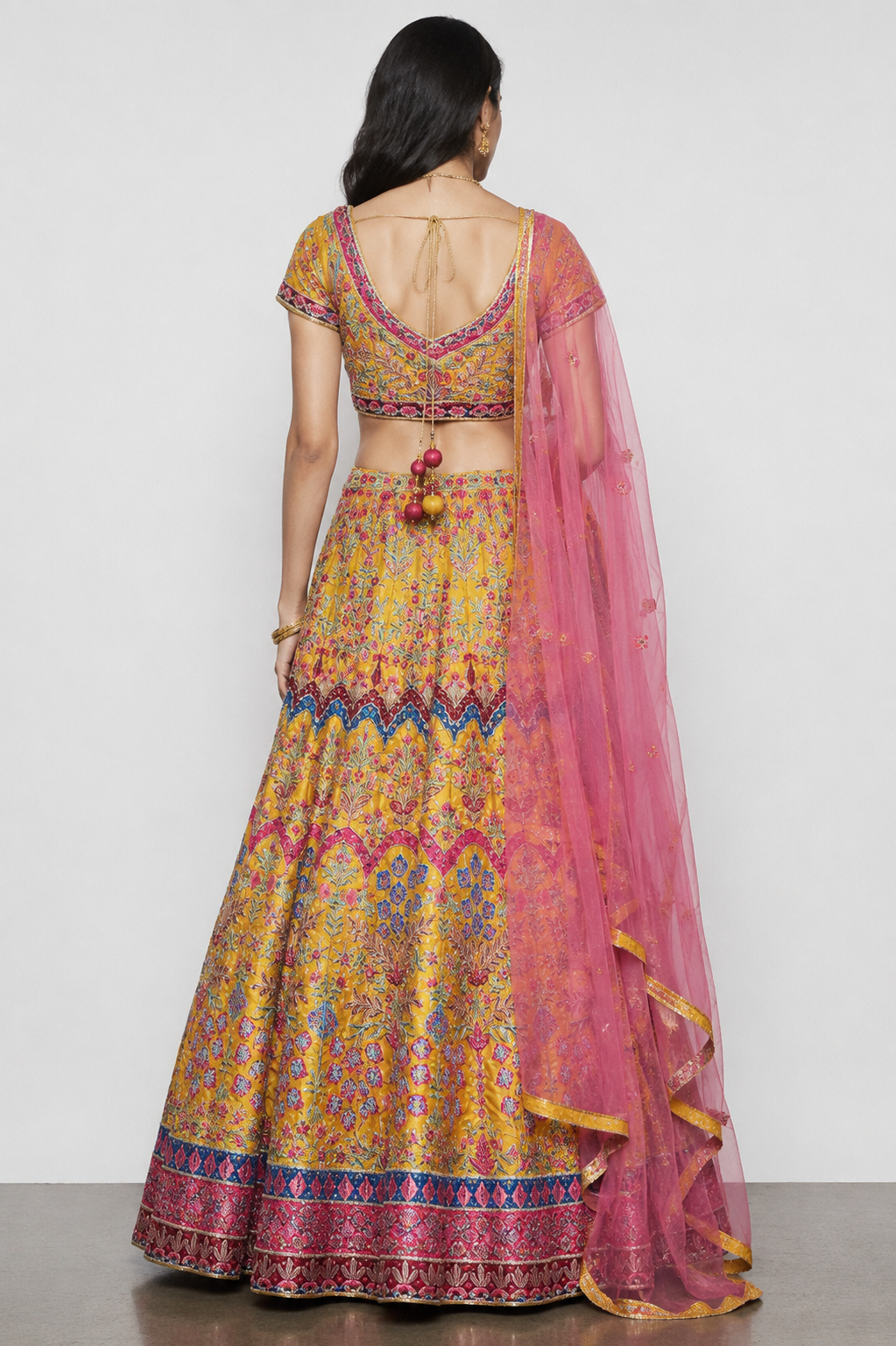 Yellow Raw Silk Bridal Lehenga with Letar, Sicon and Resham Work