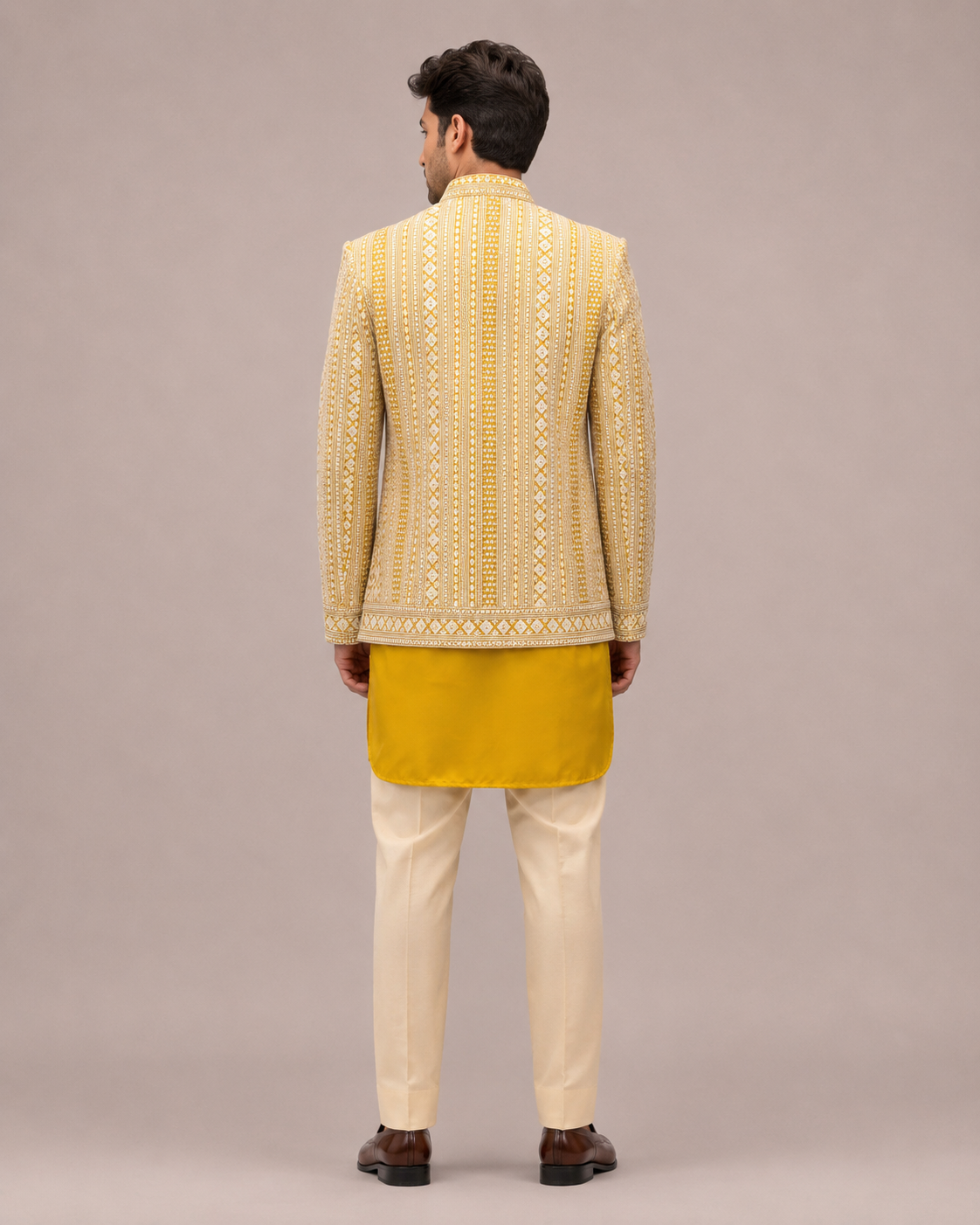 Yellow Silk Indo Western 