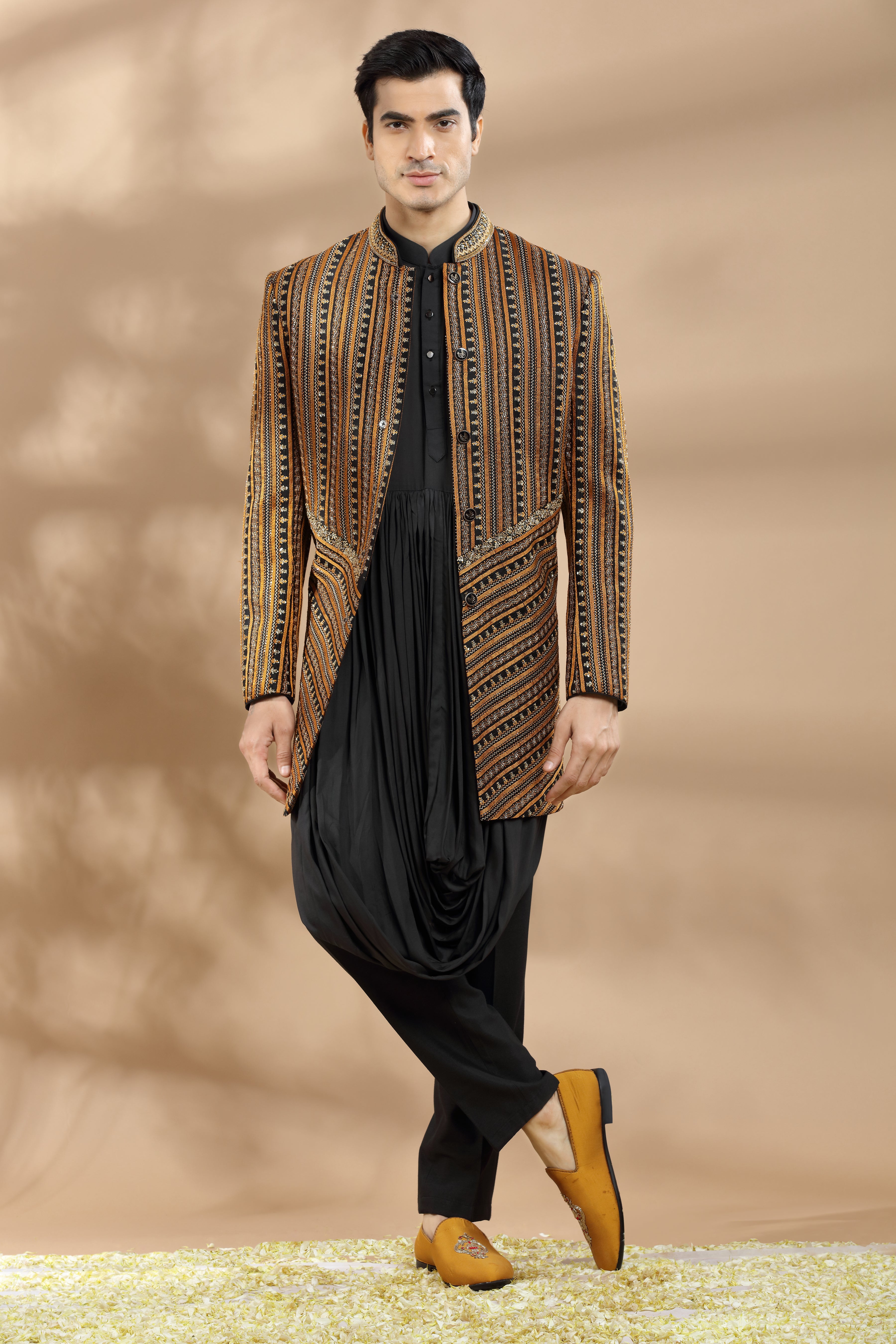 cotton indo western dress for men Powder blue raw silk Indowestern for men-G3-MIW8213