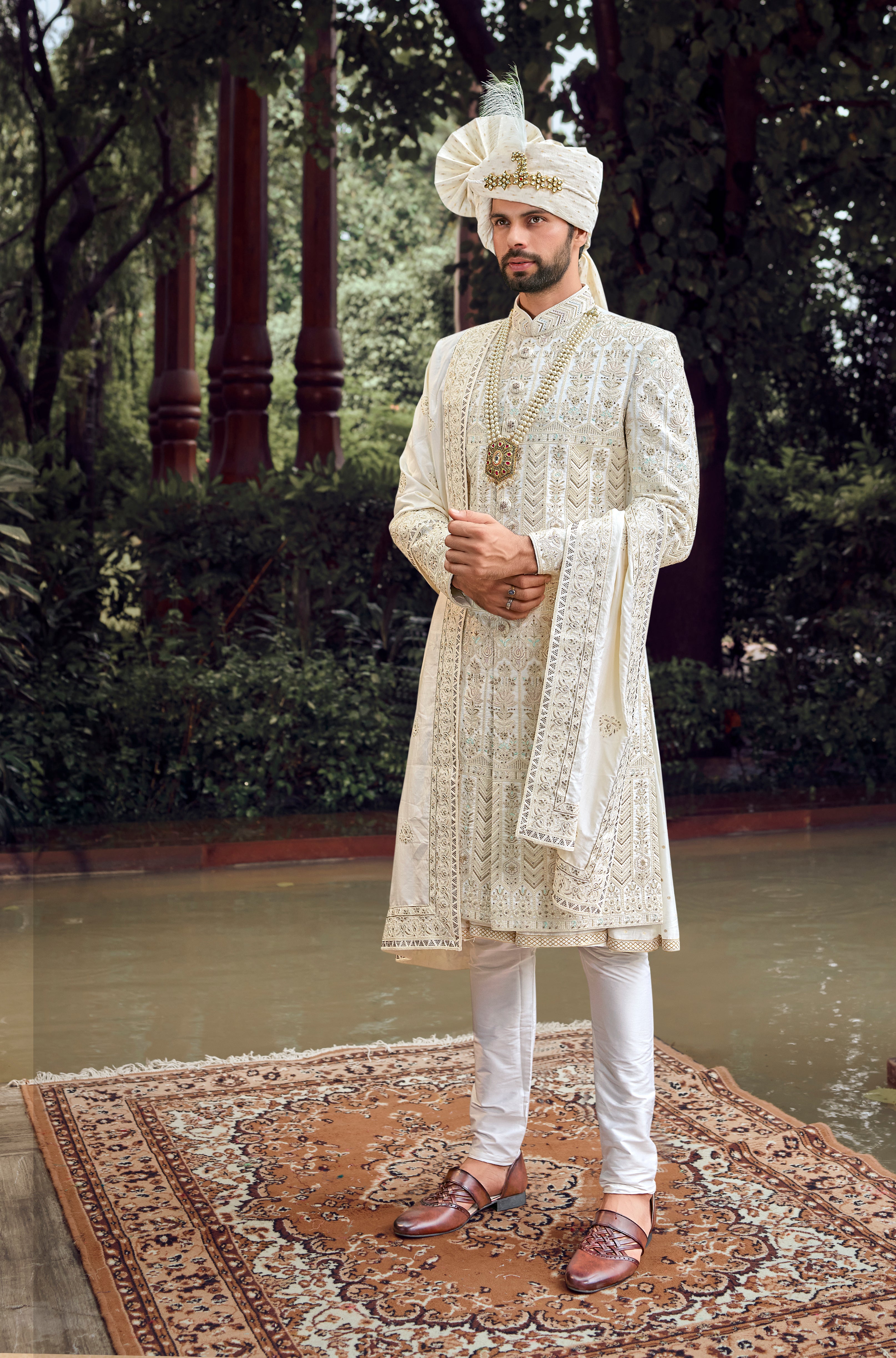 Ivory sherwani discount