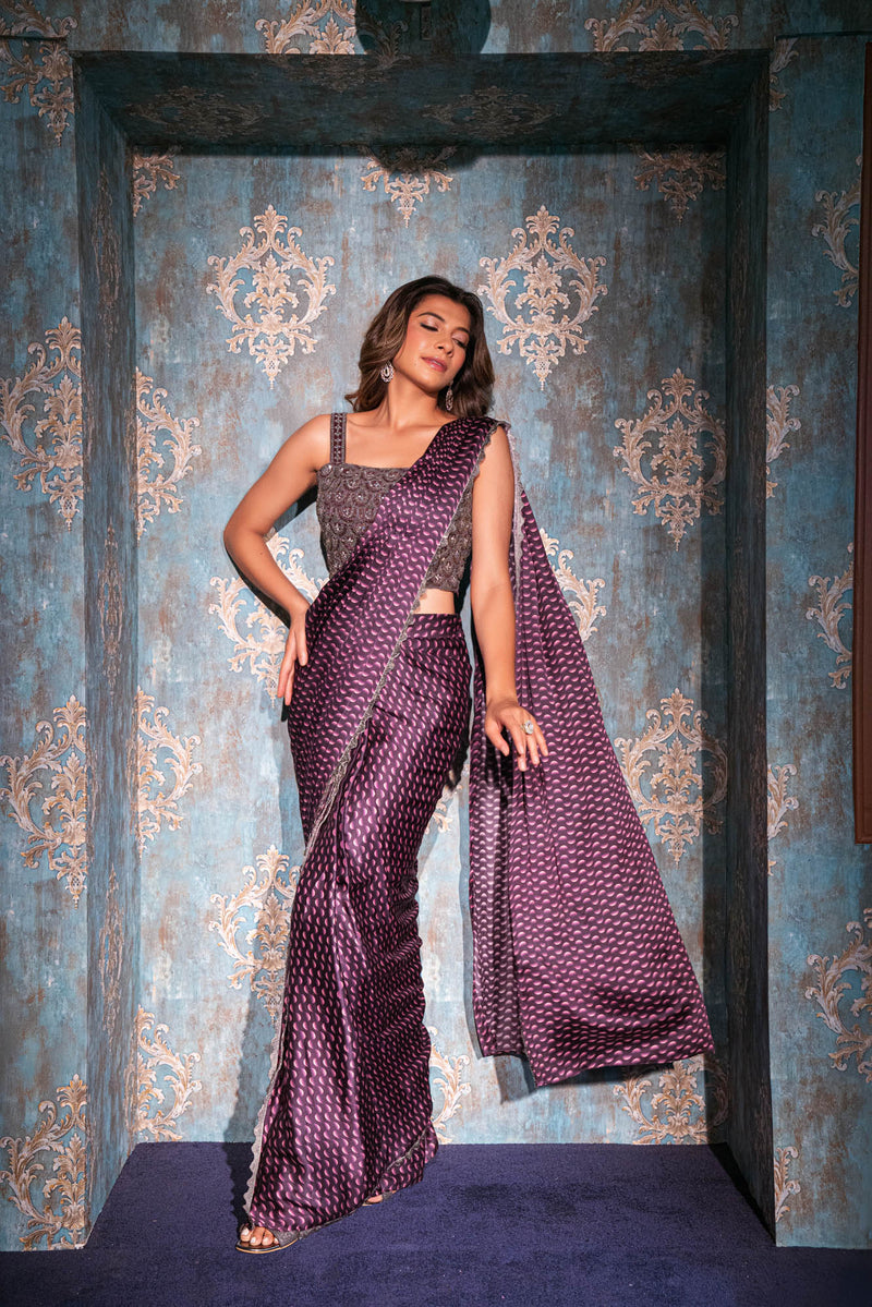 purple designer saree