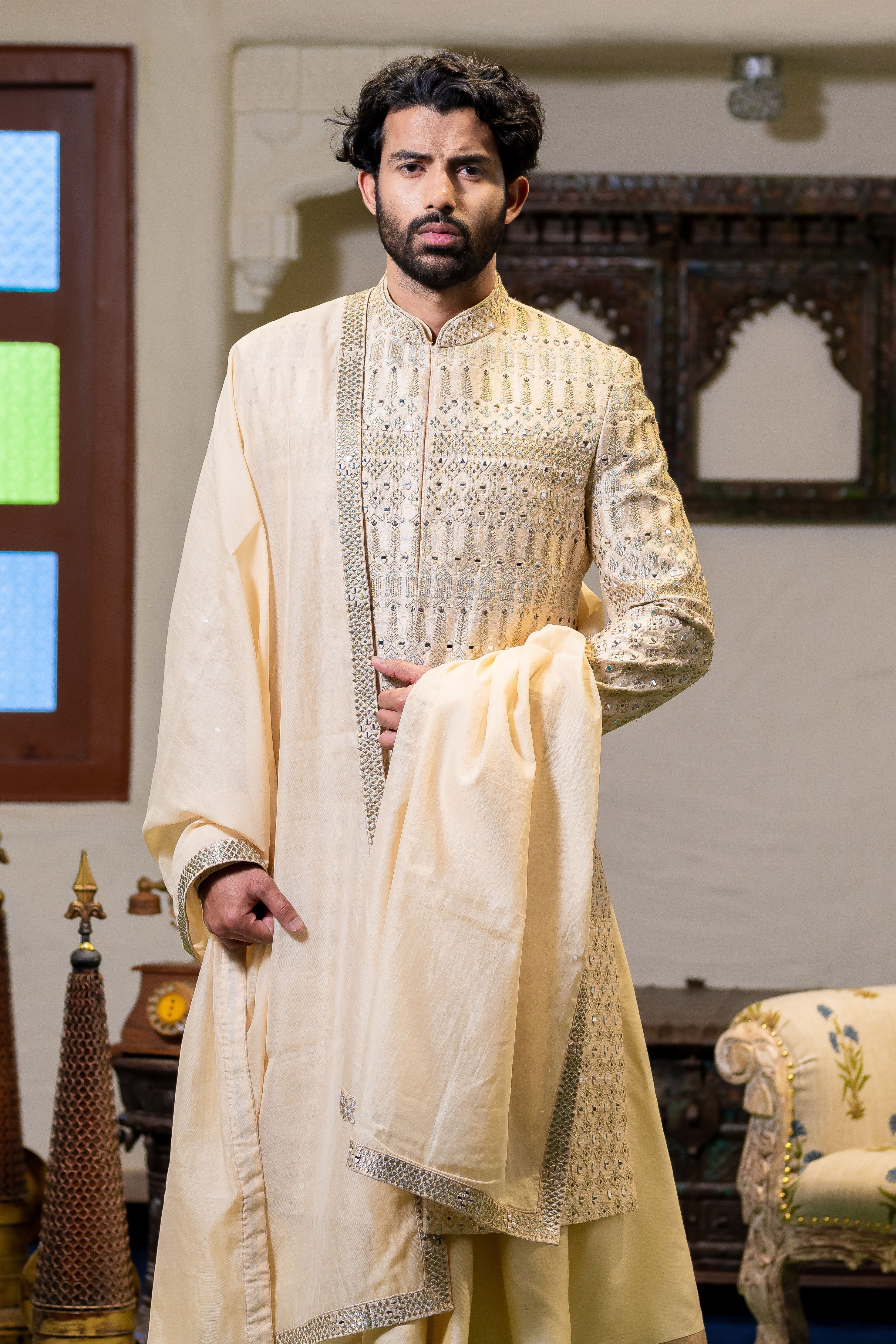 Indian Designer Wedding Indowestern Sherwani Suit With Dhoti Salwar For Rich Wedding, Groom, outlet House Functions