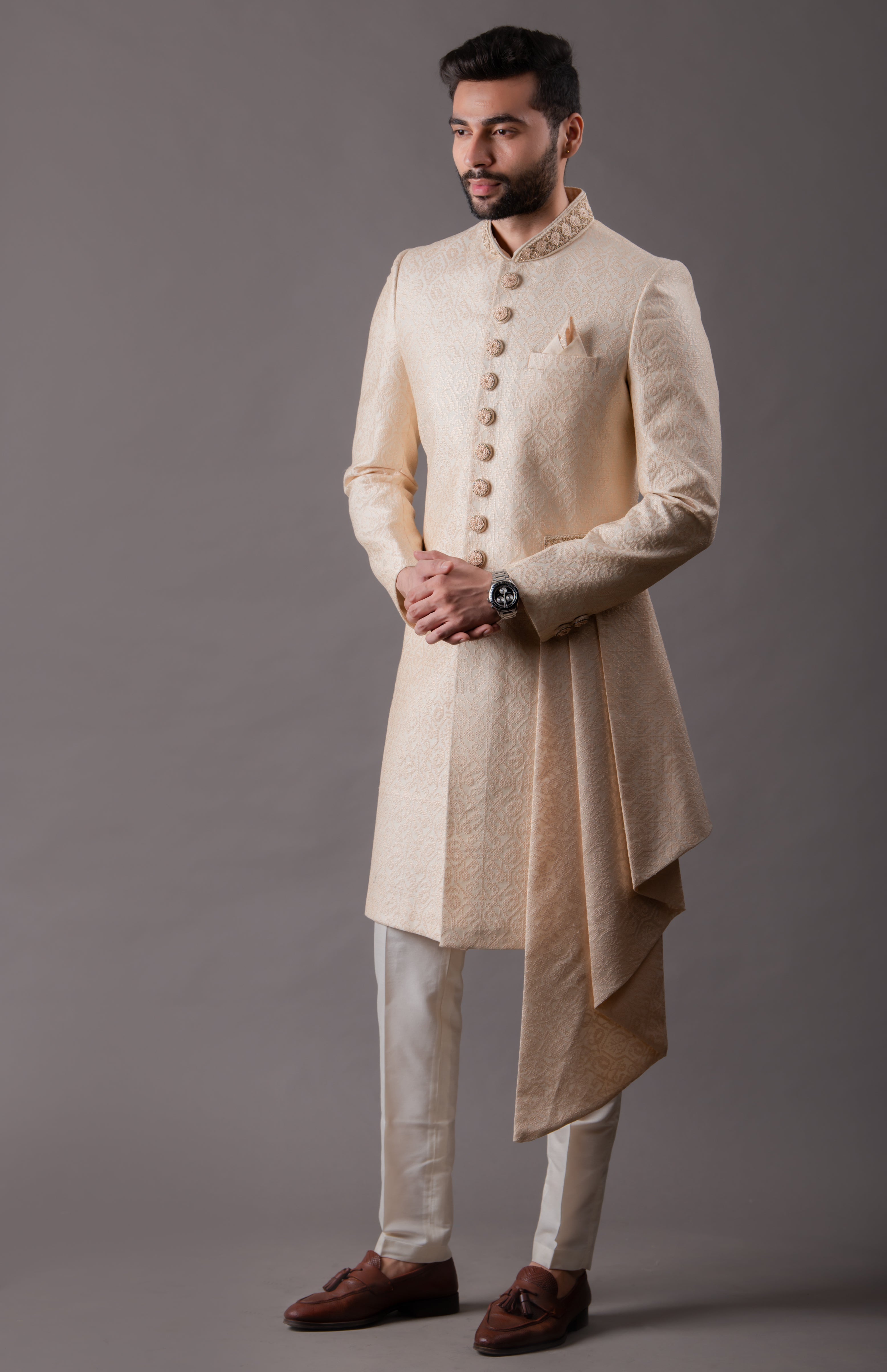 Indo Western Shoes Under Sherwani Indowestern With Deape Detail