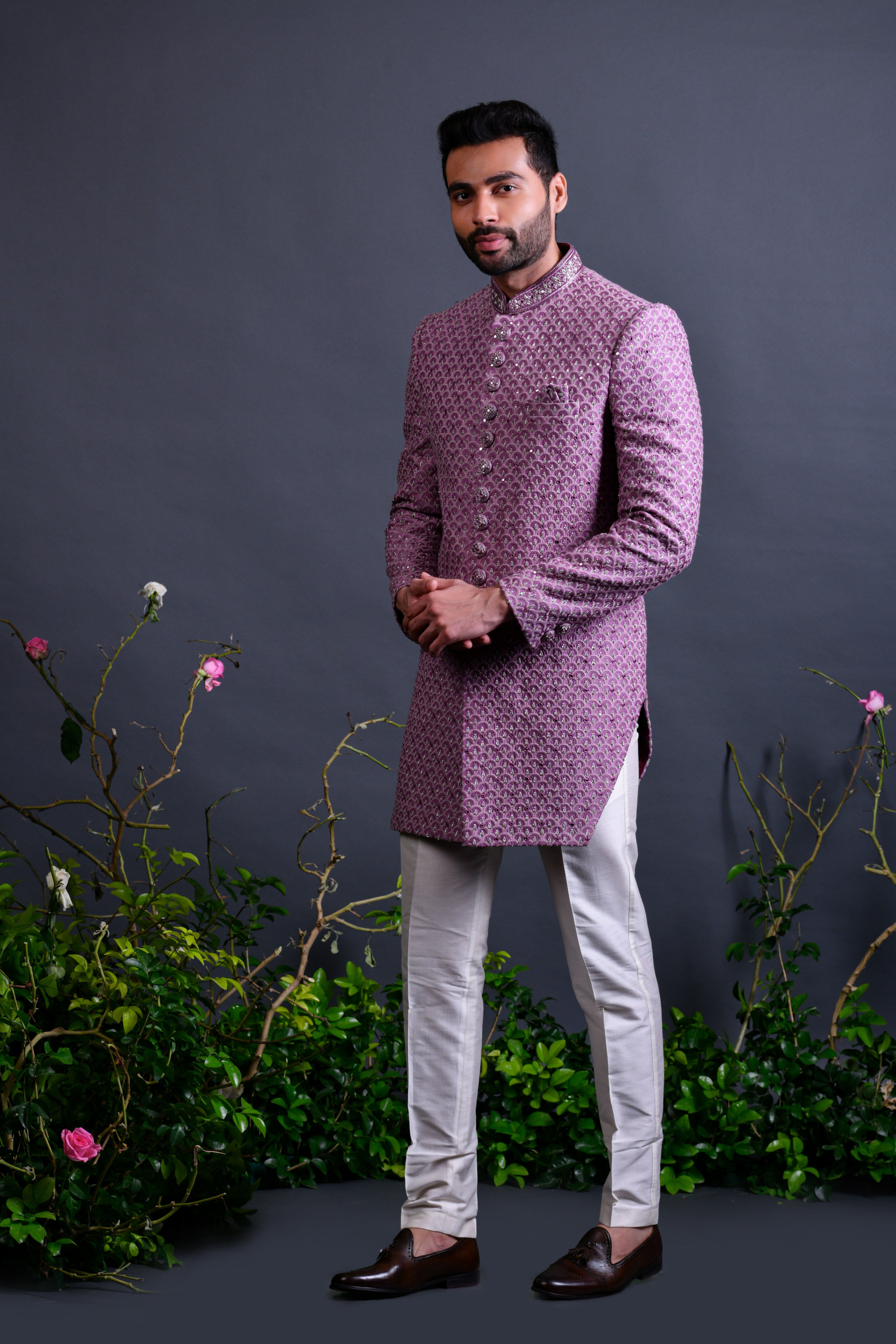 Buy Purple Indo Western Lucknowi Set | Shreeman Buy Purple Indo Western Lucknowi Set | Shreeman