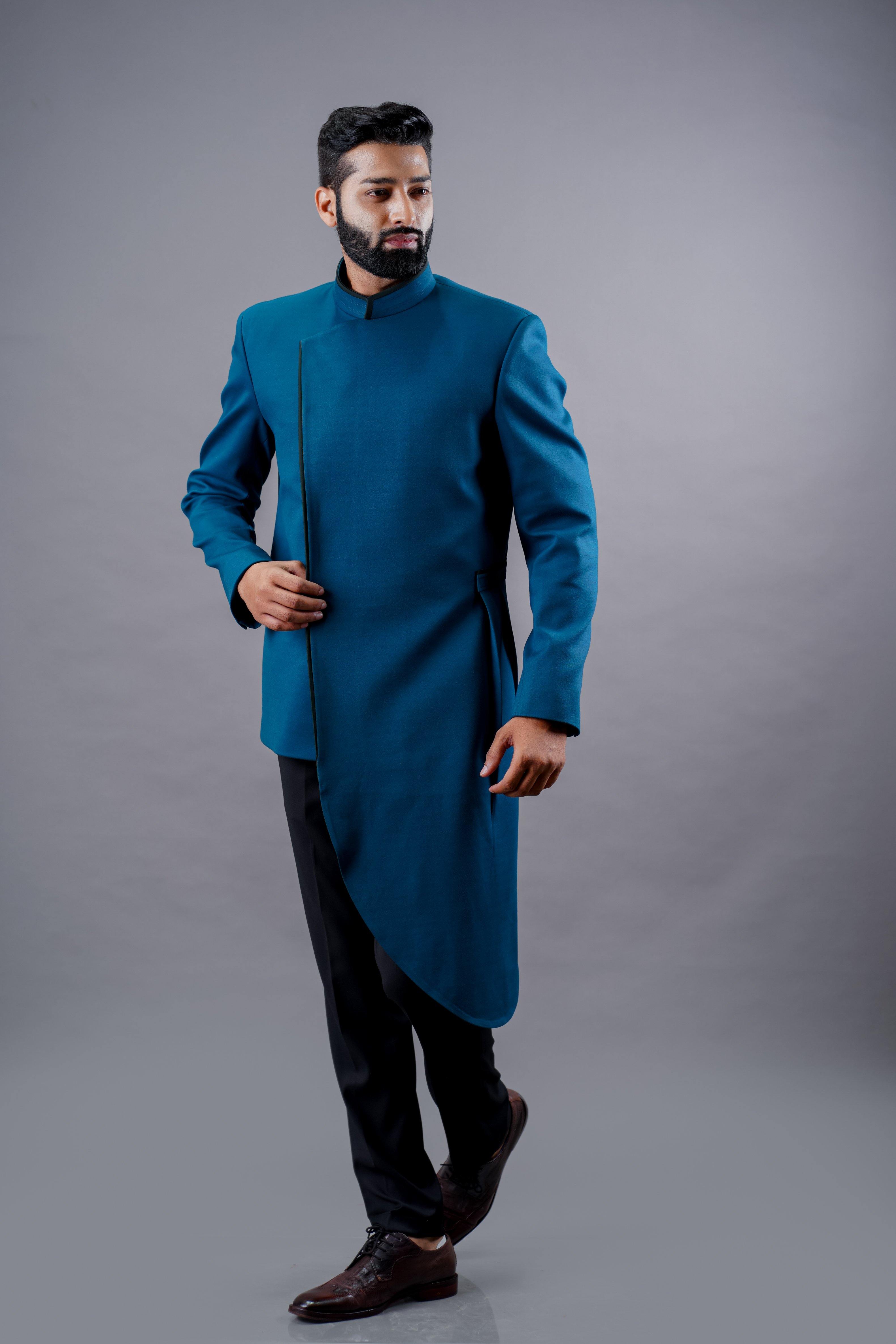 Buy Demure Banglory Silk Blue Indo-Western Dress | Indowestern Dresses For  Girls