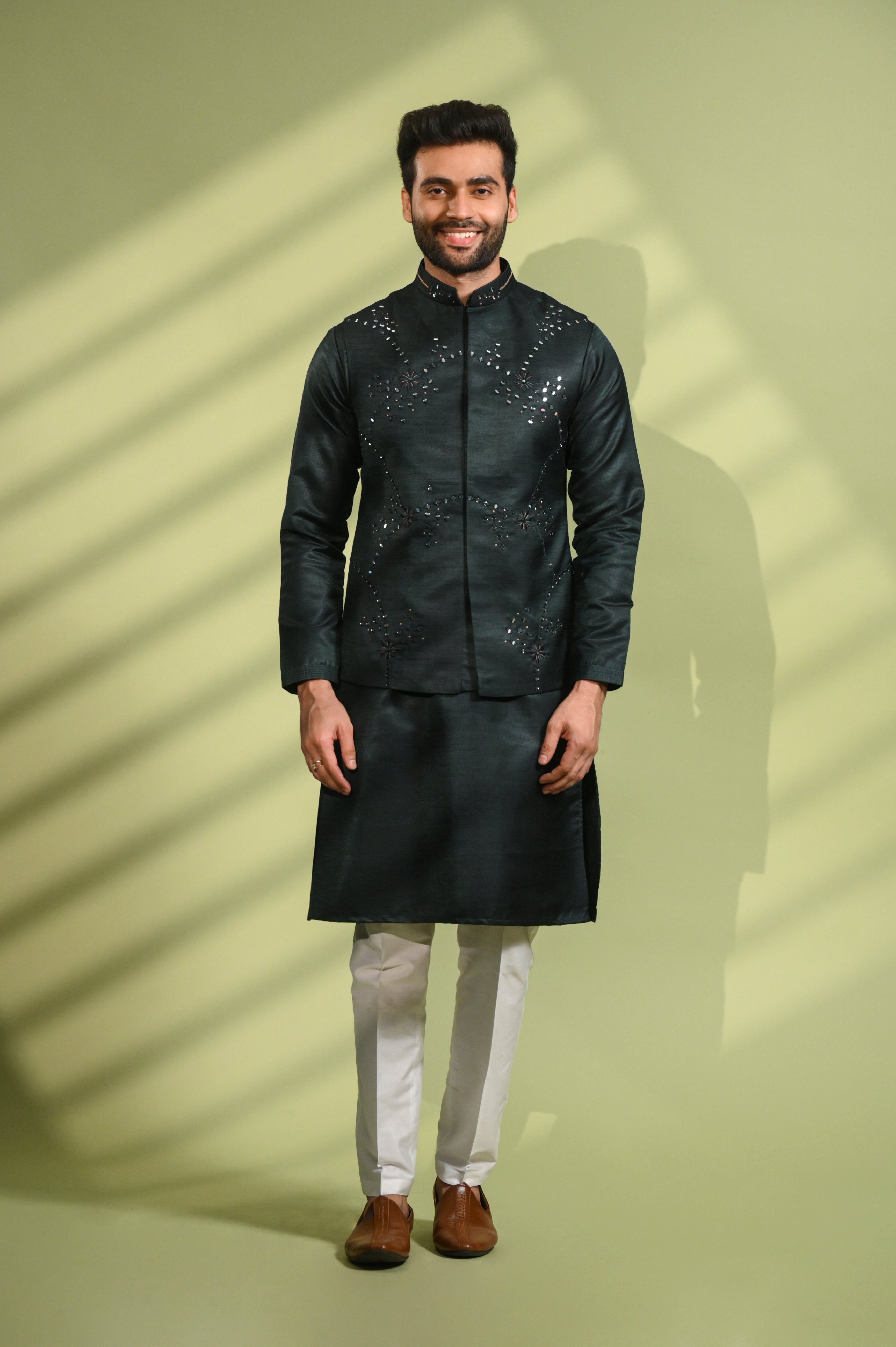 Buy Black and Yellow Silk Fancy Kurta Payjama With Jacket Online : New  Zealand - Mens Wear