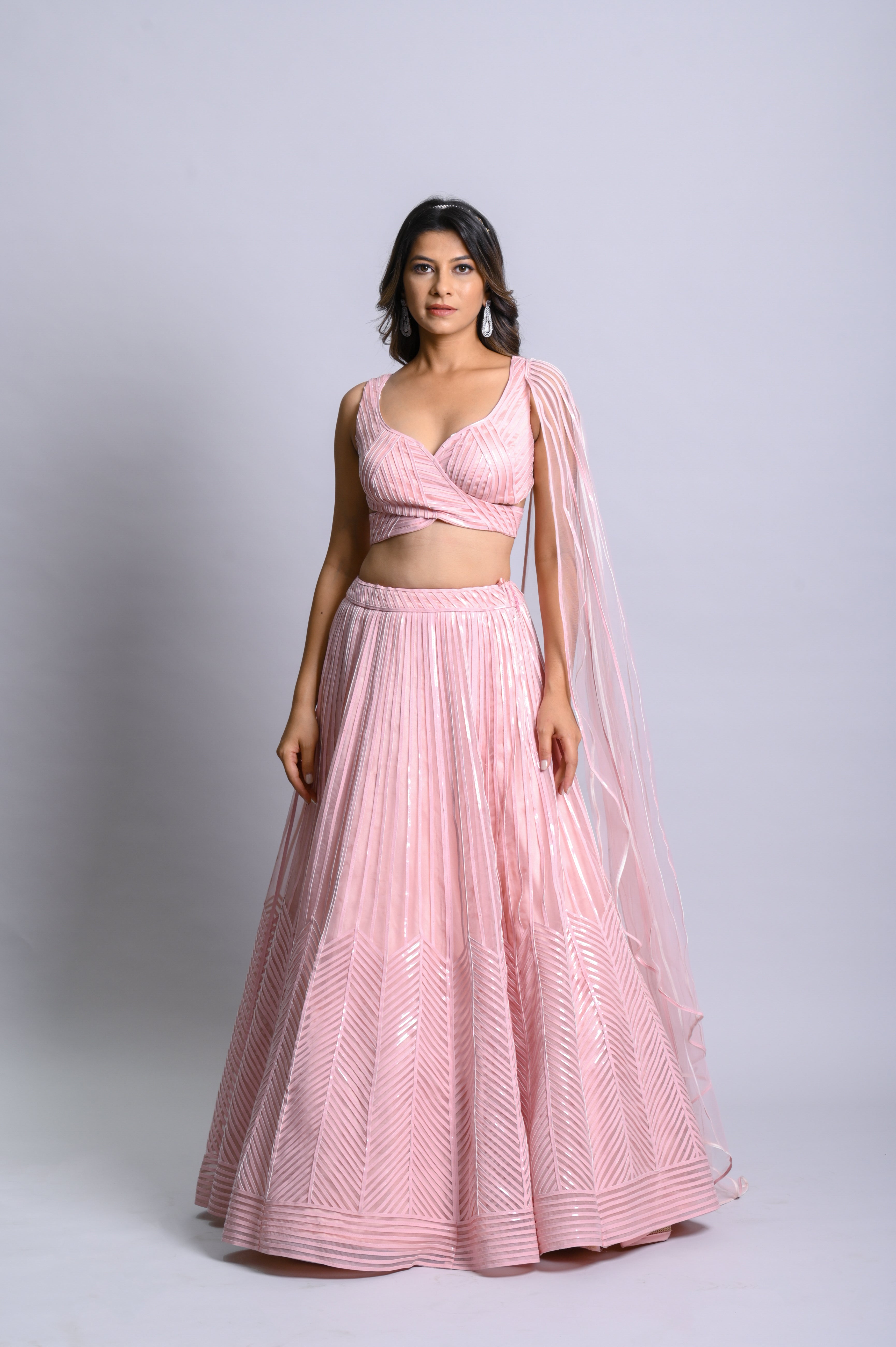 Pink Lather Lehenga With Lather Work | Shreeman