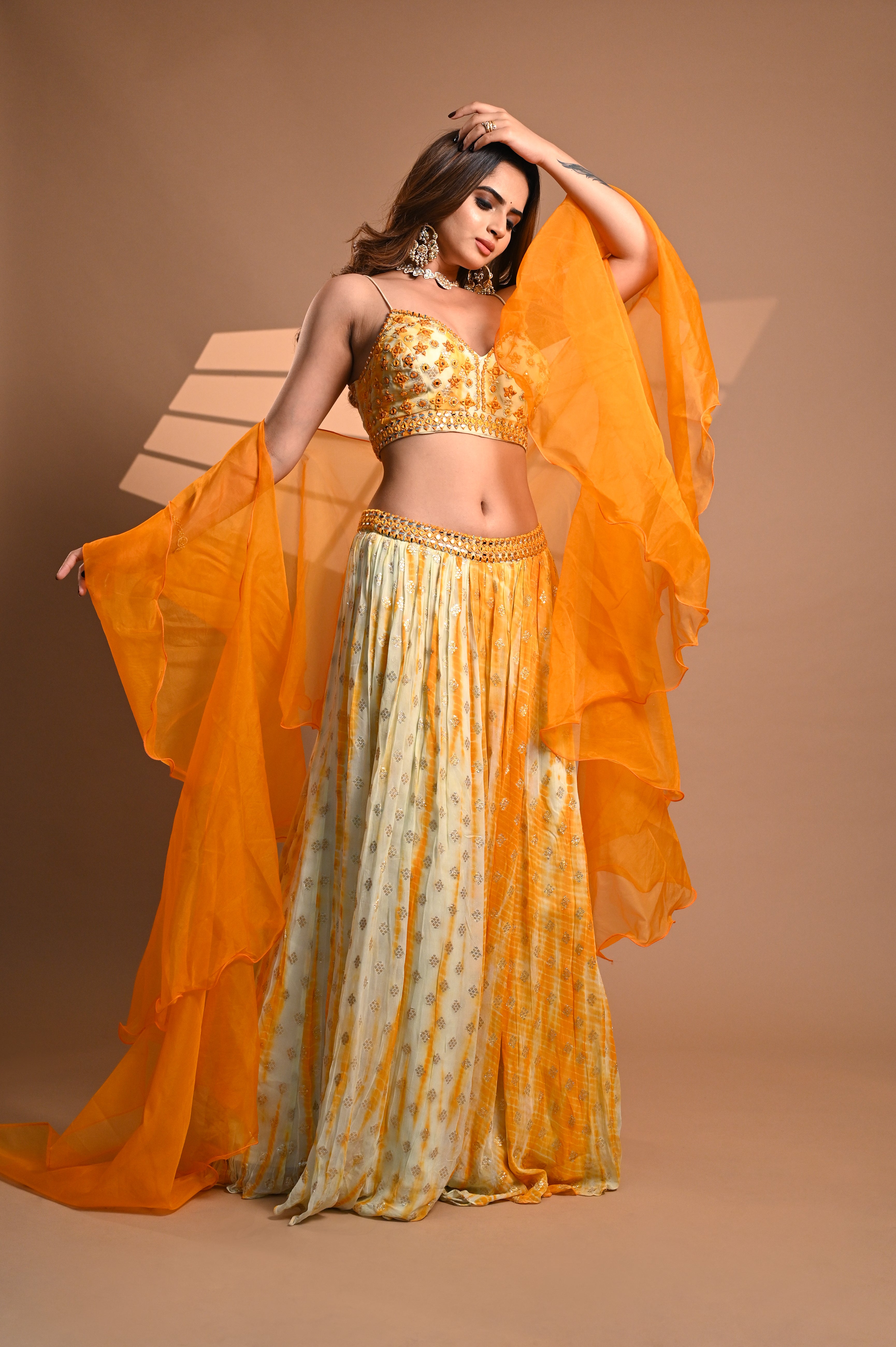 Buy Women's Yellow Phulkari Lehenga Ghagra With Dupatta(2pc) Online |  PinkPhulkari California