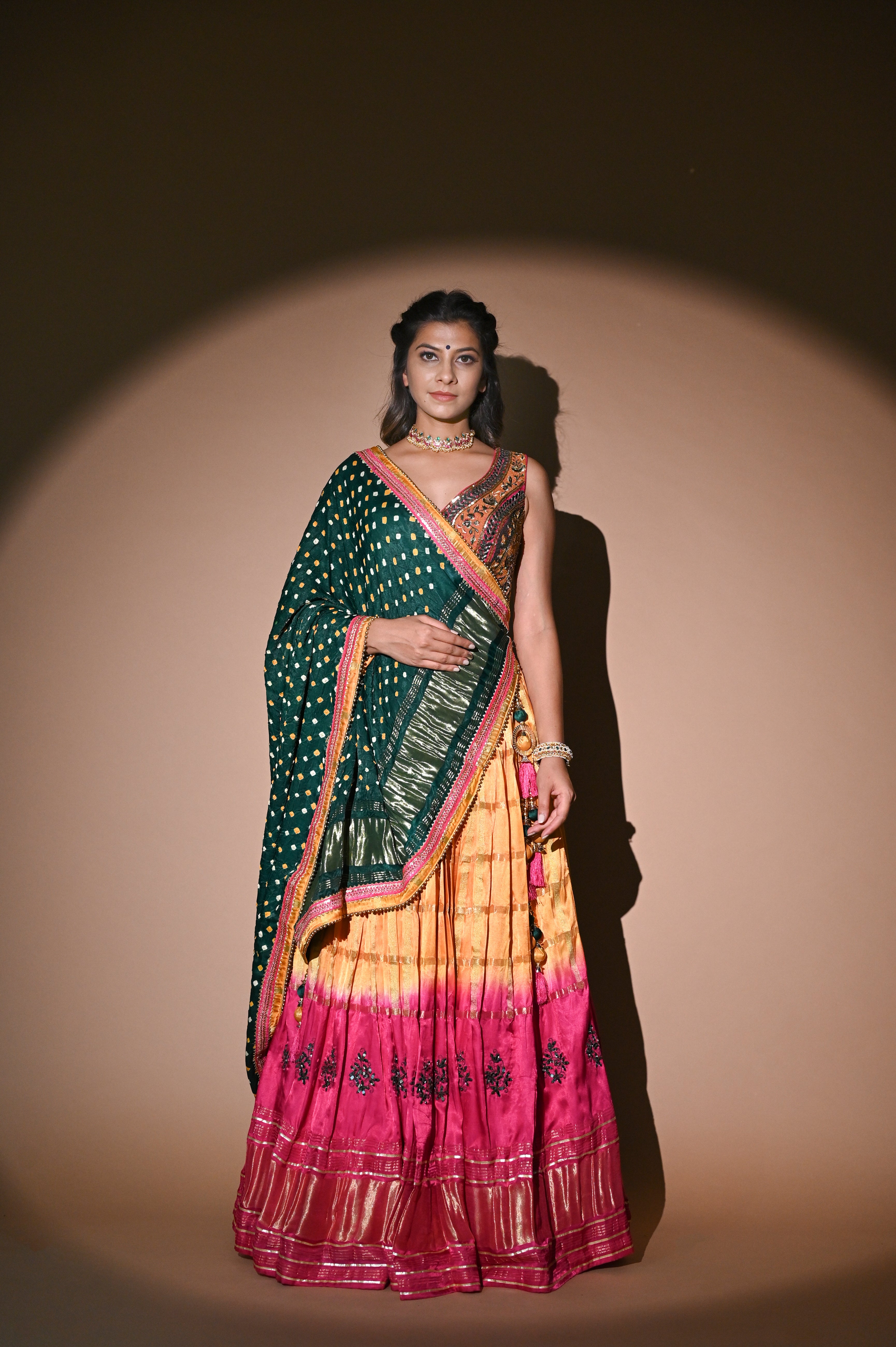Peacock Green with Pink Beads, Zardozi and Stone work Lehenga Choli fo –  Seasons Chennai
