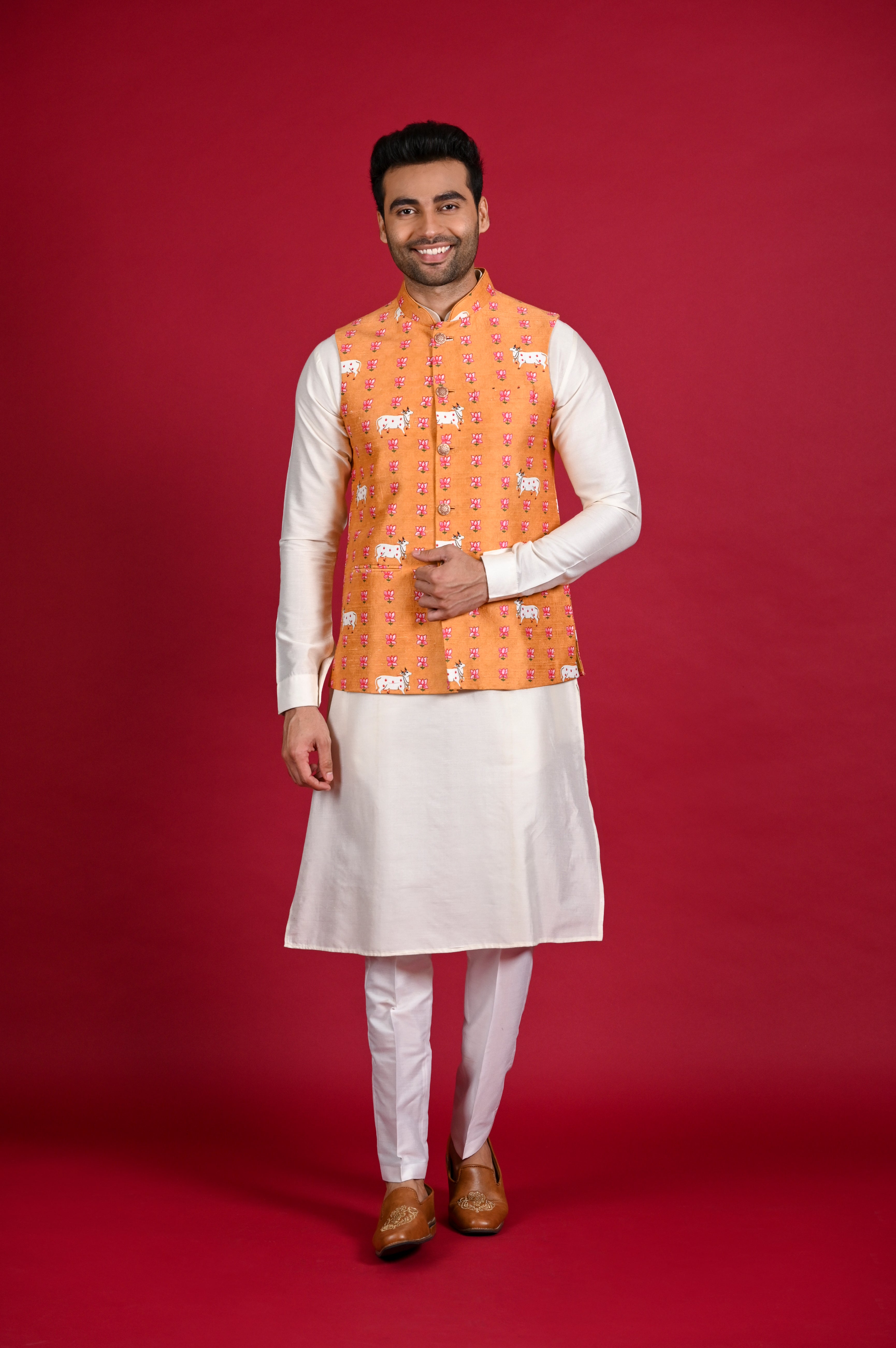 Outlook Jacquard Koti 12 Mens Traditional Eid Special Indian Jacquard Silk  Kurta Pajama Nehru Jacket Party Festive Wear Kurta At Wholesale price