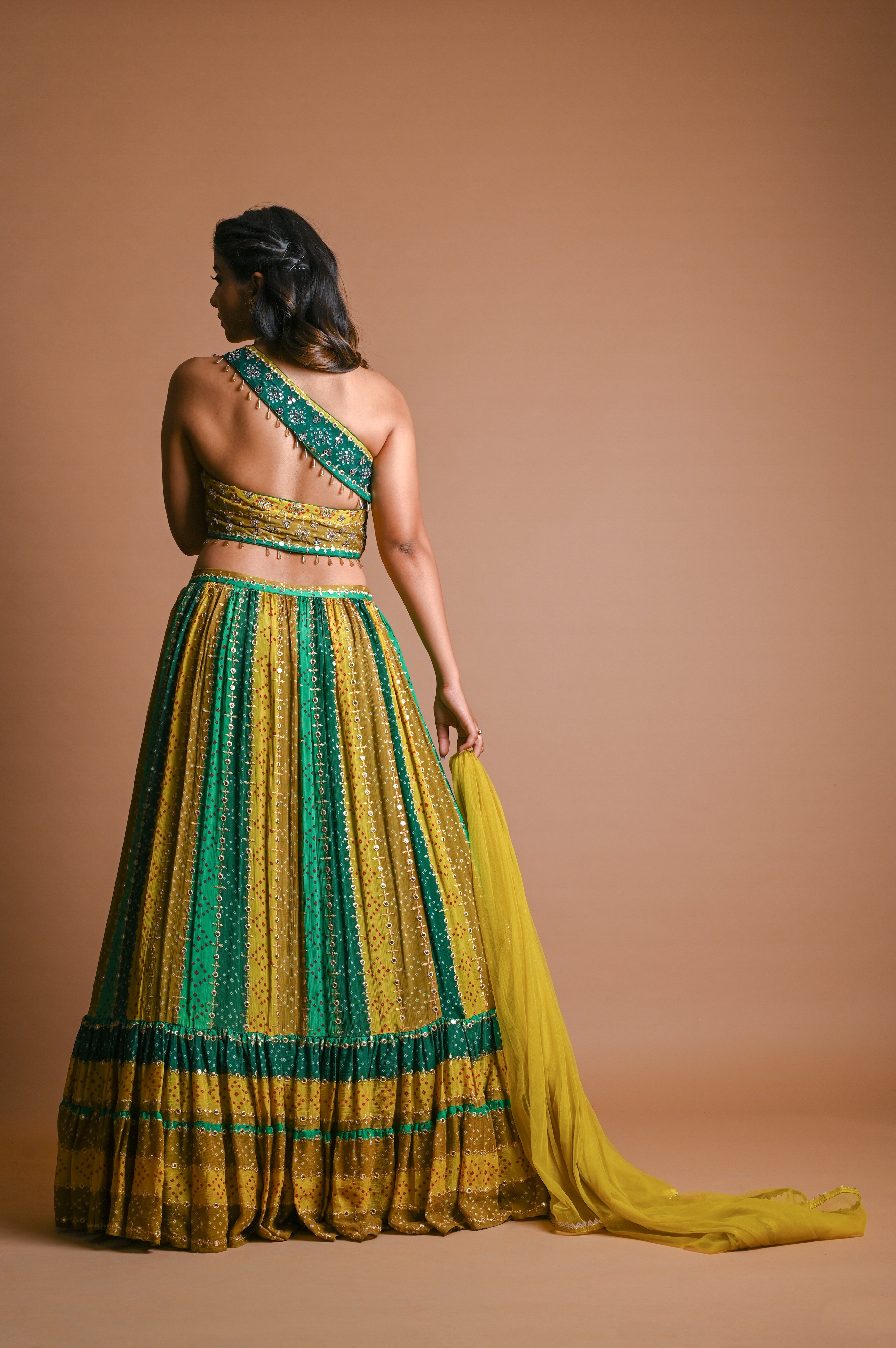 Koromiko Yellow and Green Banarasi Silk Lehenga Choli – MySilkLove