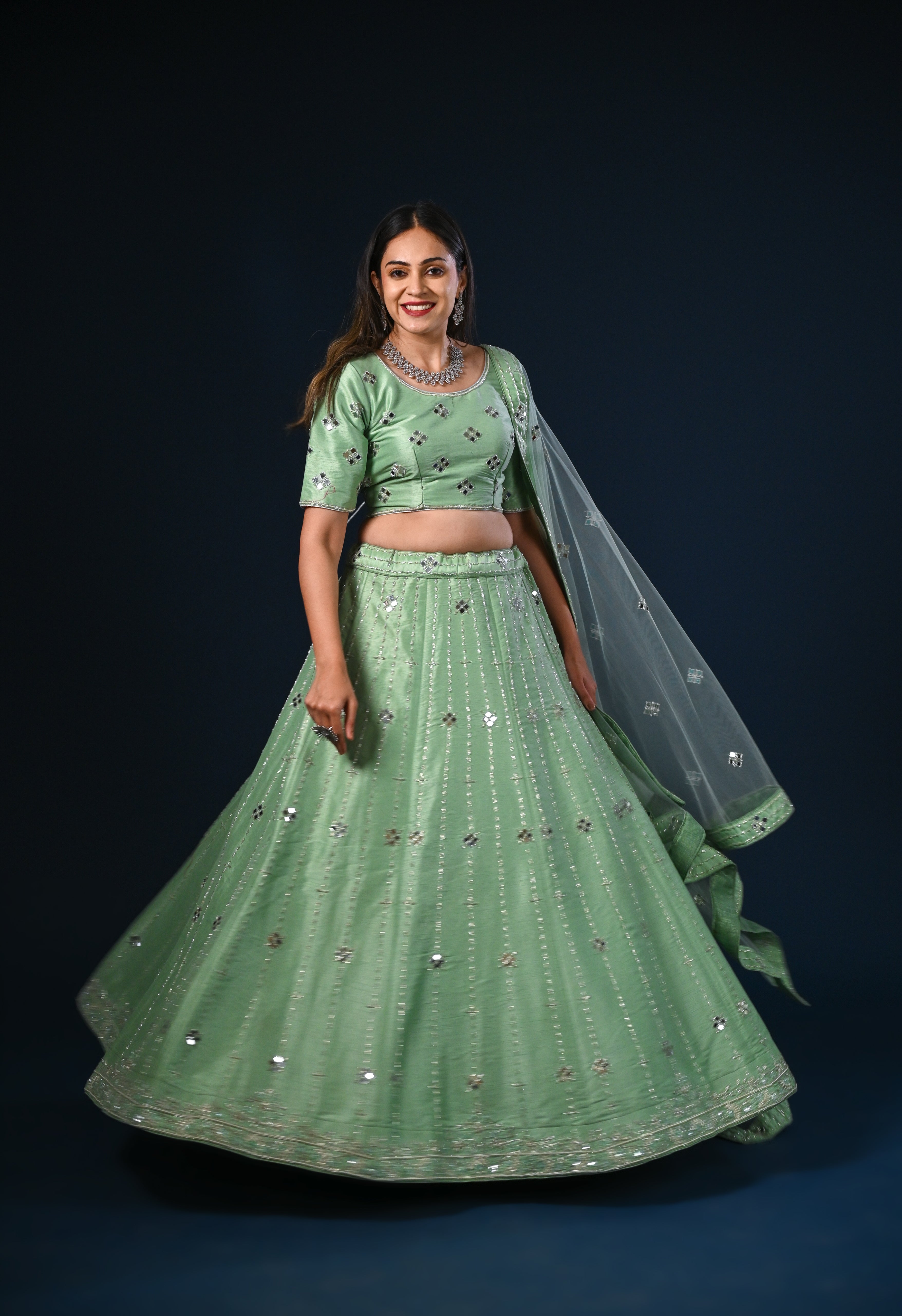 Casual Lehenga Choli for Daily Purpose at Home | Crop Top with Dupatta