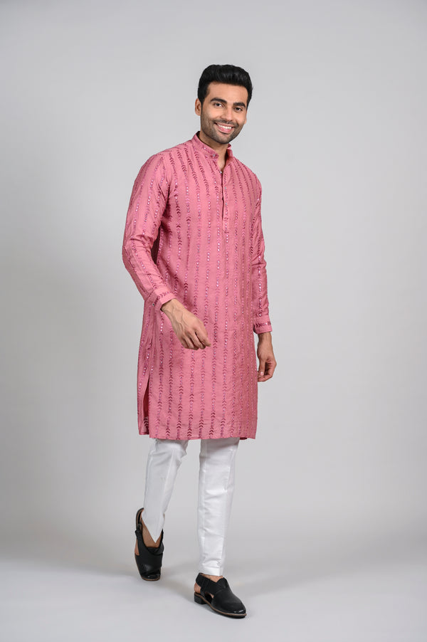 pink kurta for men