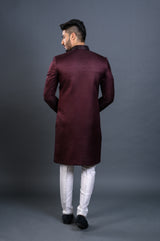 Wine Silk Sherwani With Pearl Work | Shreeman, wedding sherwani, men's sherwani, indo western sherwani, ethnic wear for men