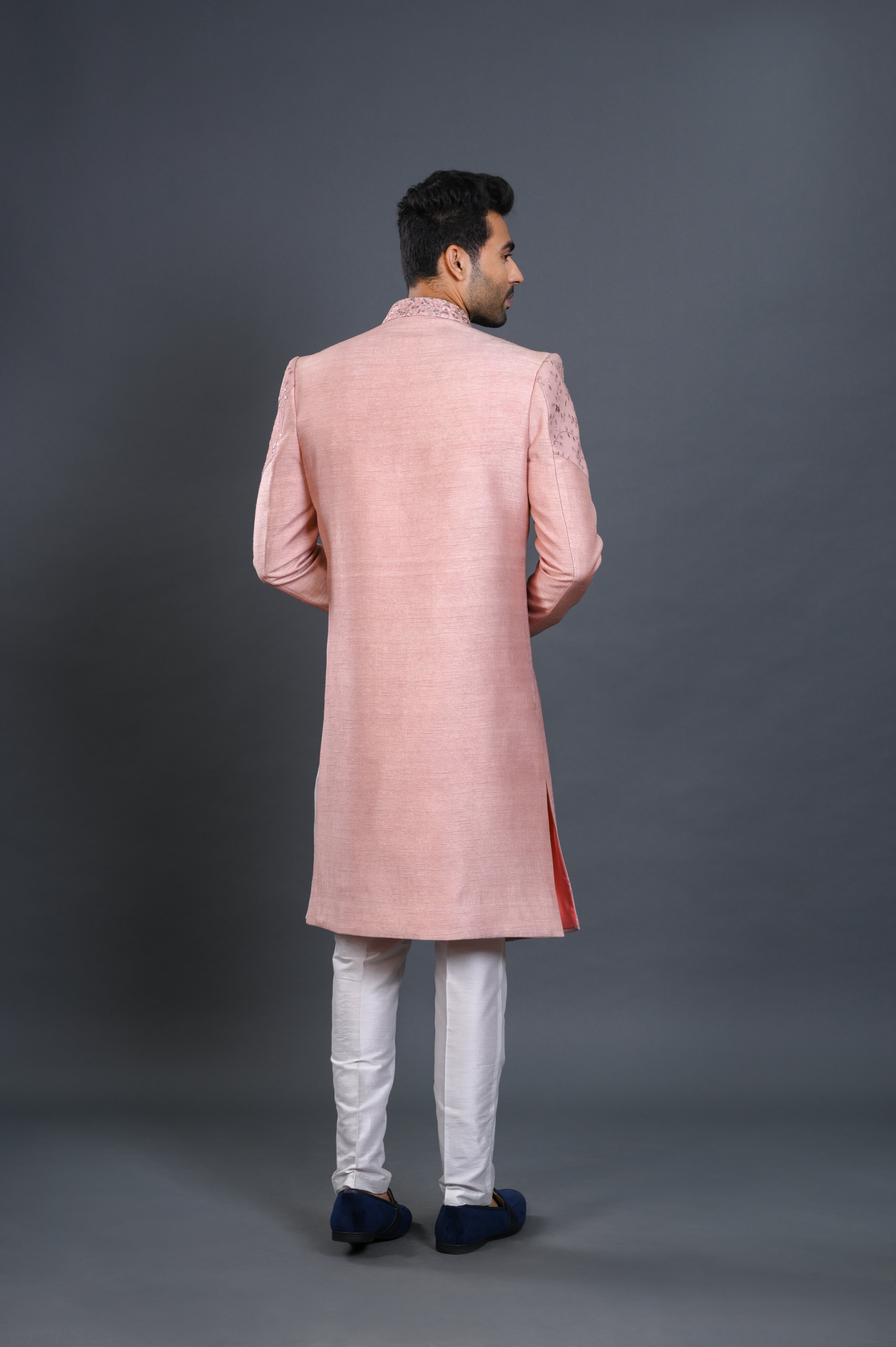 Pink Bangalori Silk Indowestern Set With Resham Work | Shreeman