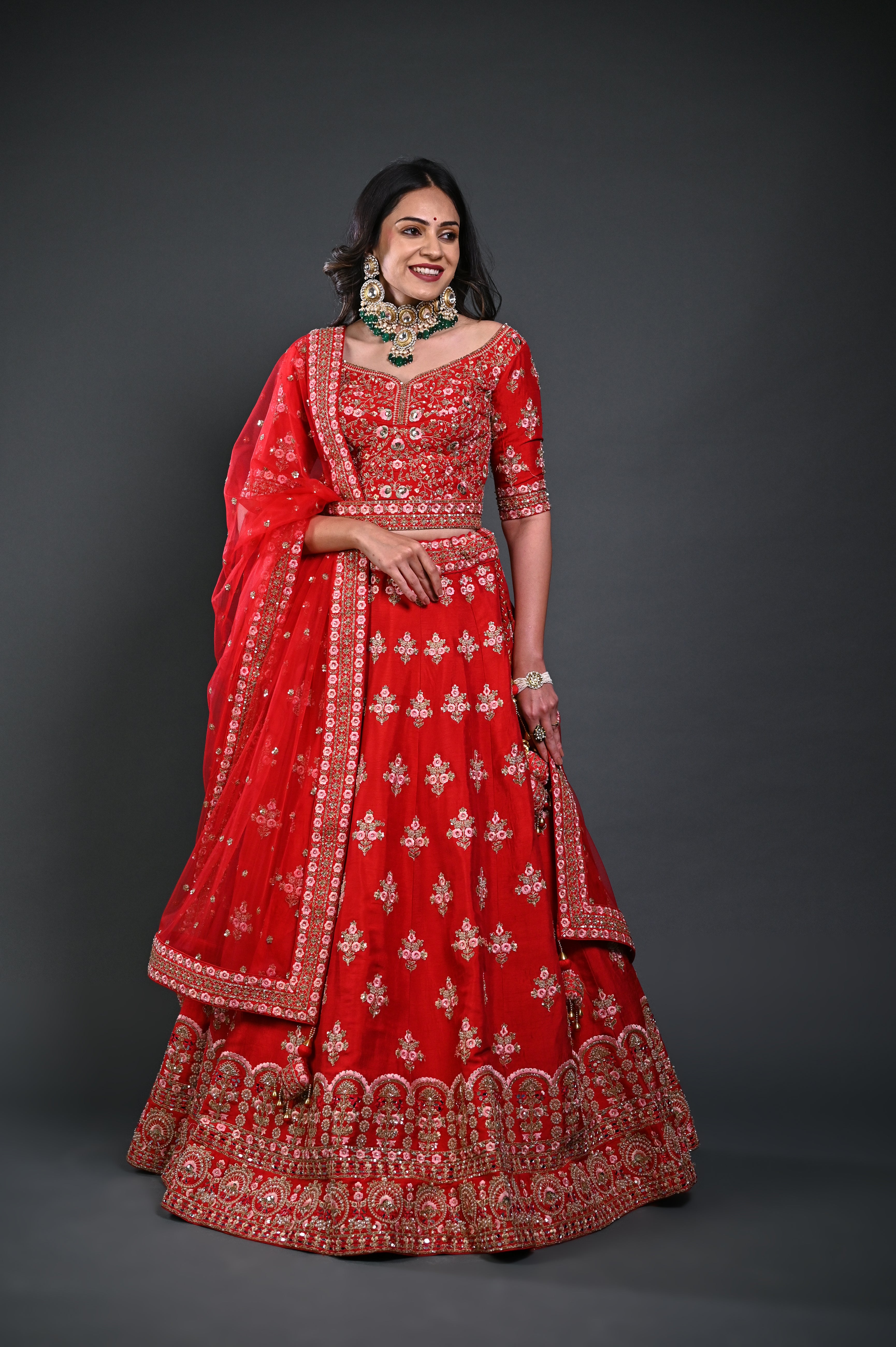 Red cotton mirror work gujarati garba ghagra navratri lehenga chaniya choli  | Red lehenga, Lehenga, Lehenga choli