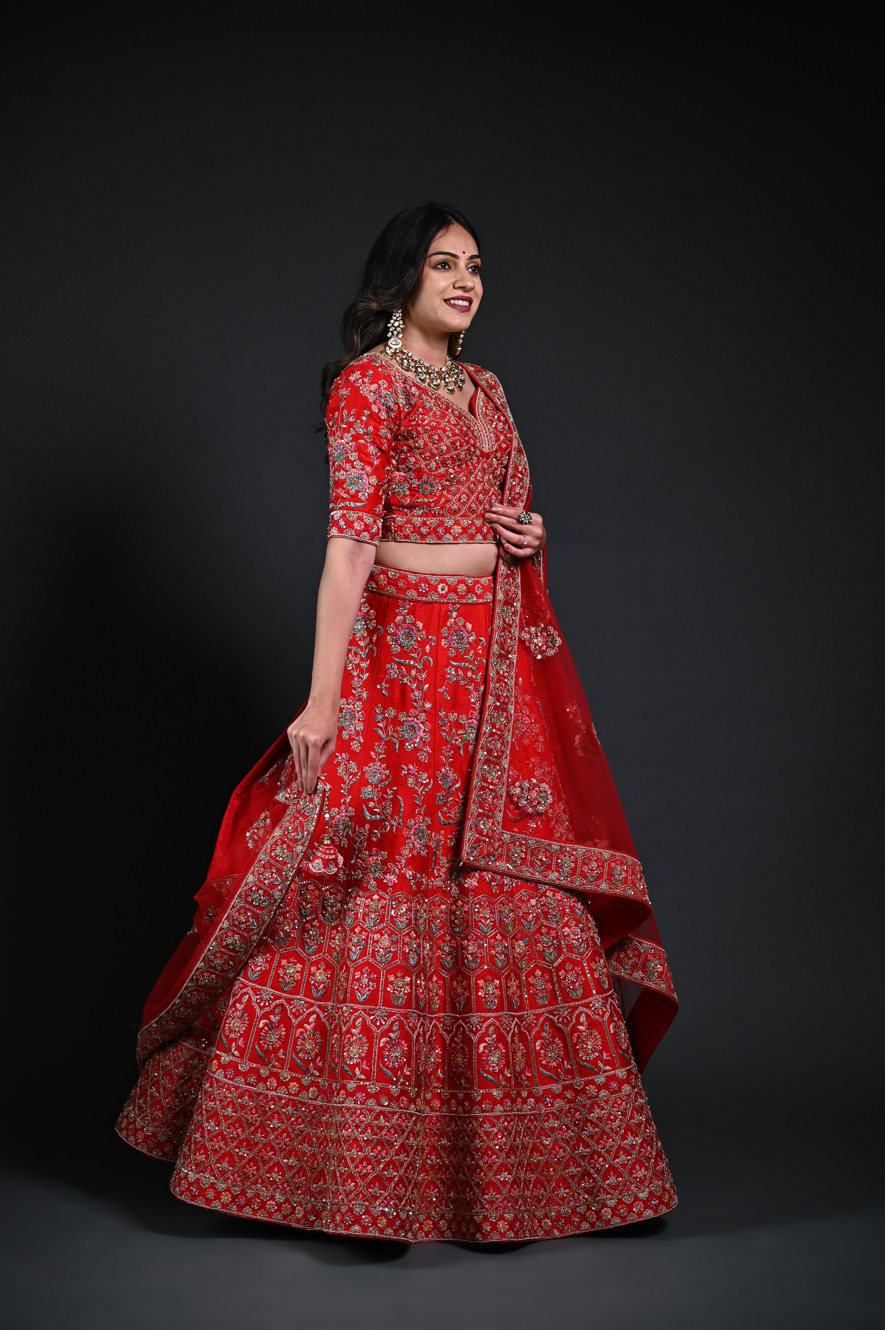 Red Pakistani Bridal Dress In Open Kameez Lehenga Style – UY COLLECTION